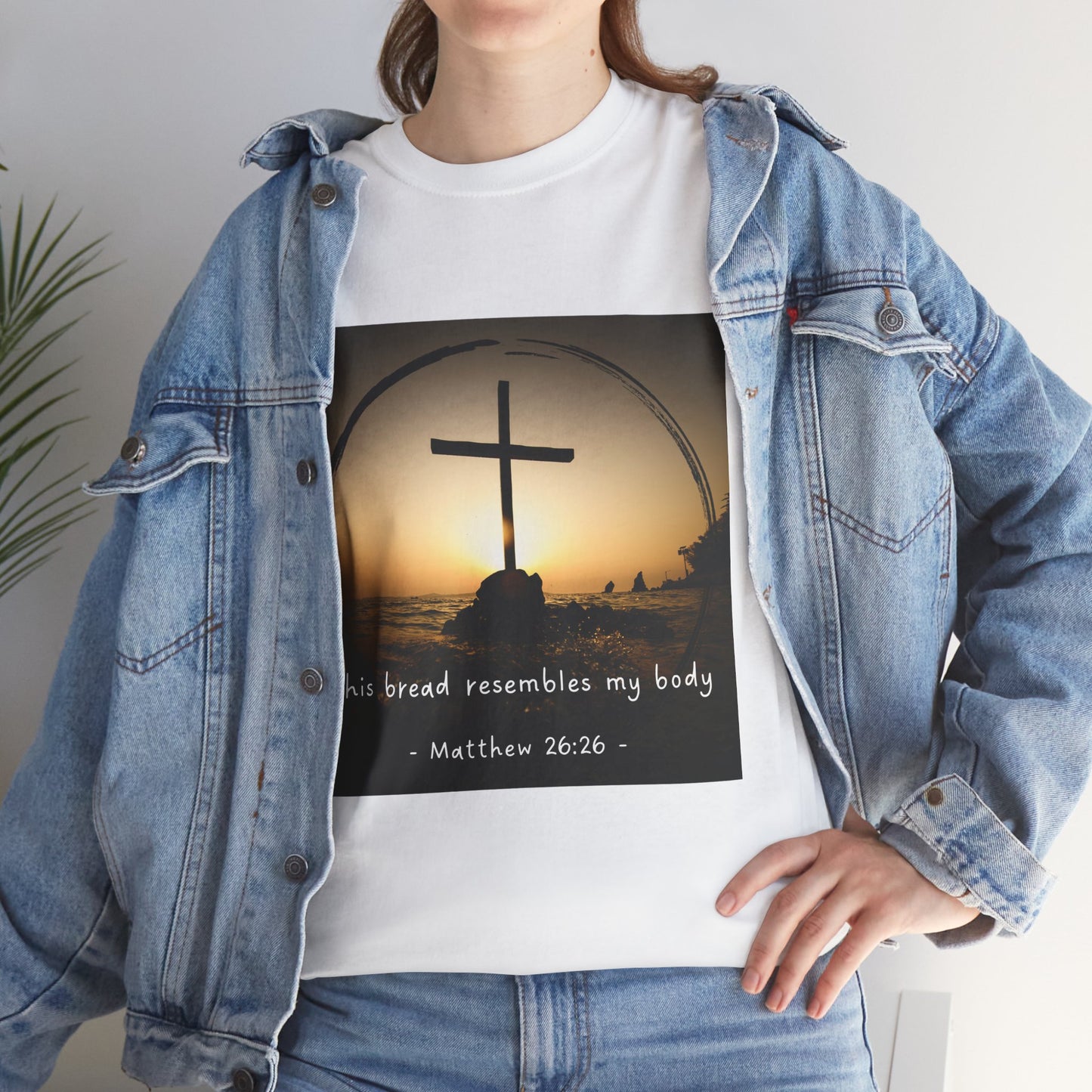 Inspirational Unisex Heavy Cotton Tee: 'This Bread Resembles My Body'