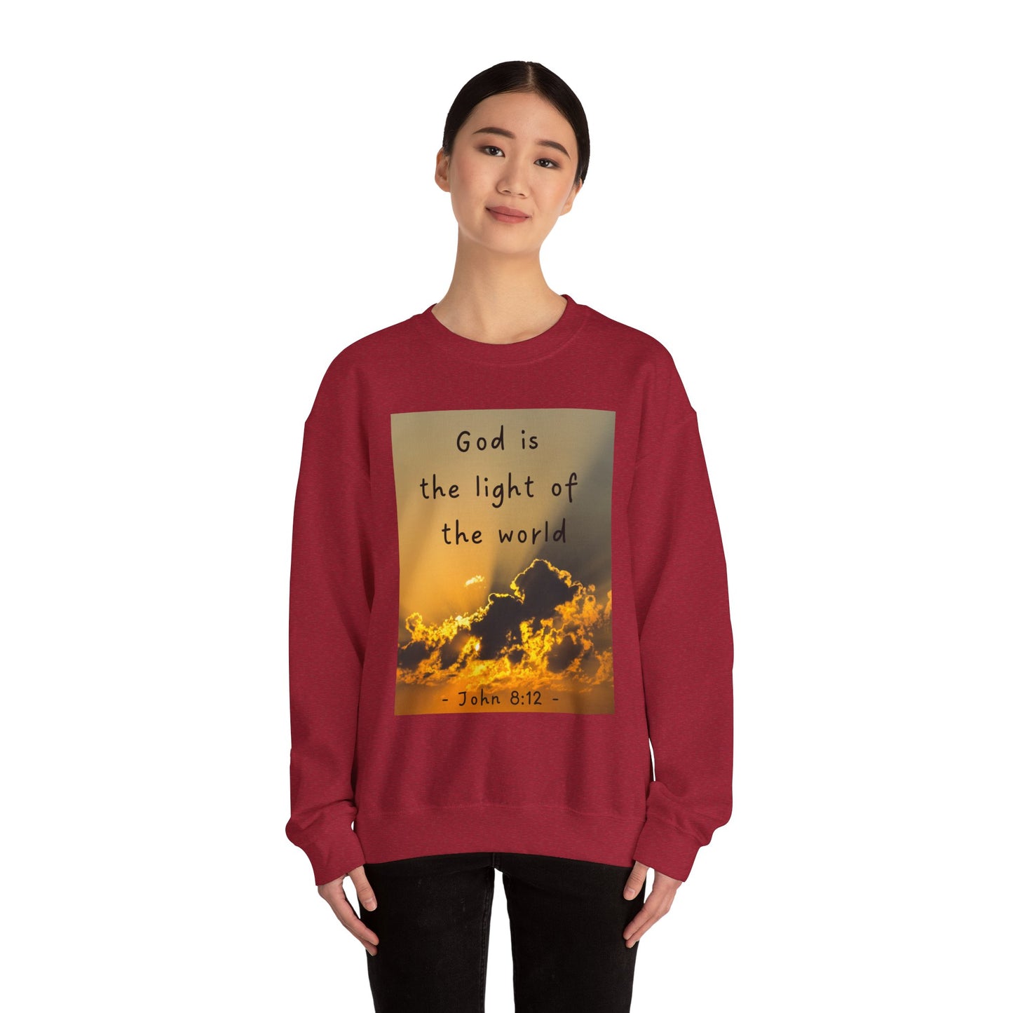 Faith & Family Unisex Heavy Blend™ Crewneck Sweatshirt - 'God is the Light of the World' & 'Best Mom Ever' Design