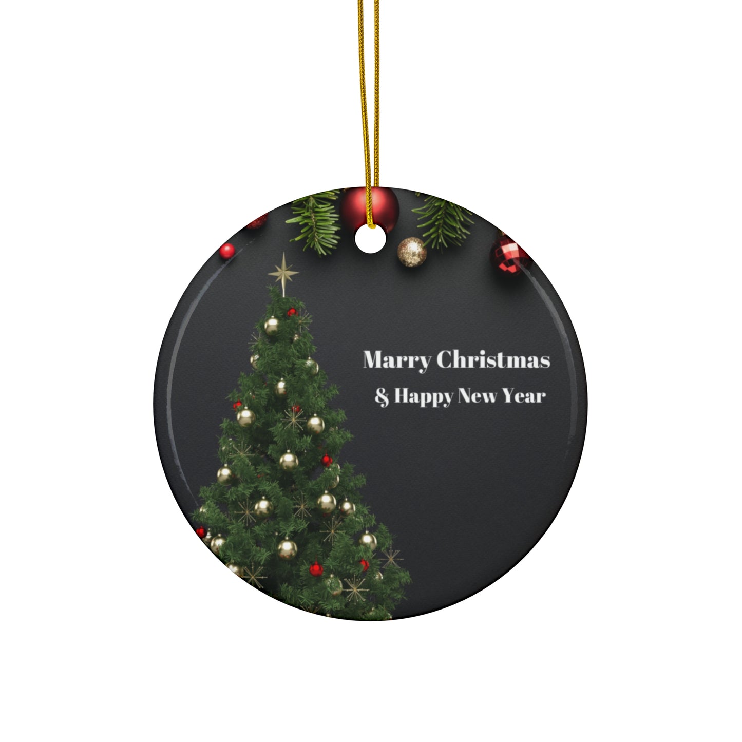 Personalized Christmas Ceramic Ornament - Celebrate with Joyful Holiday Greetings