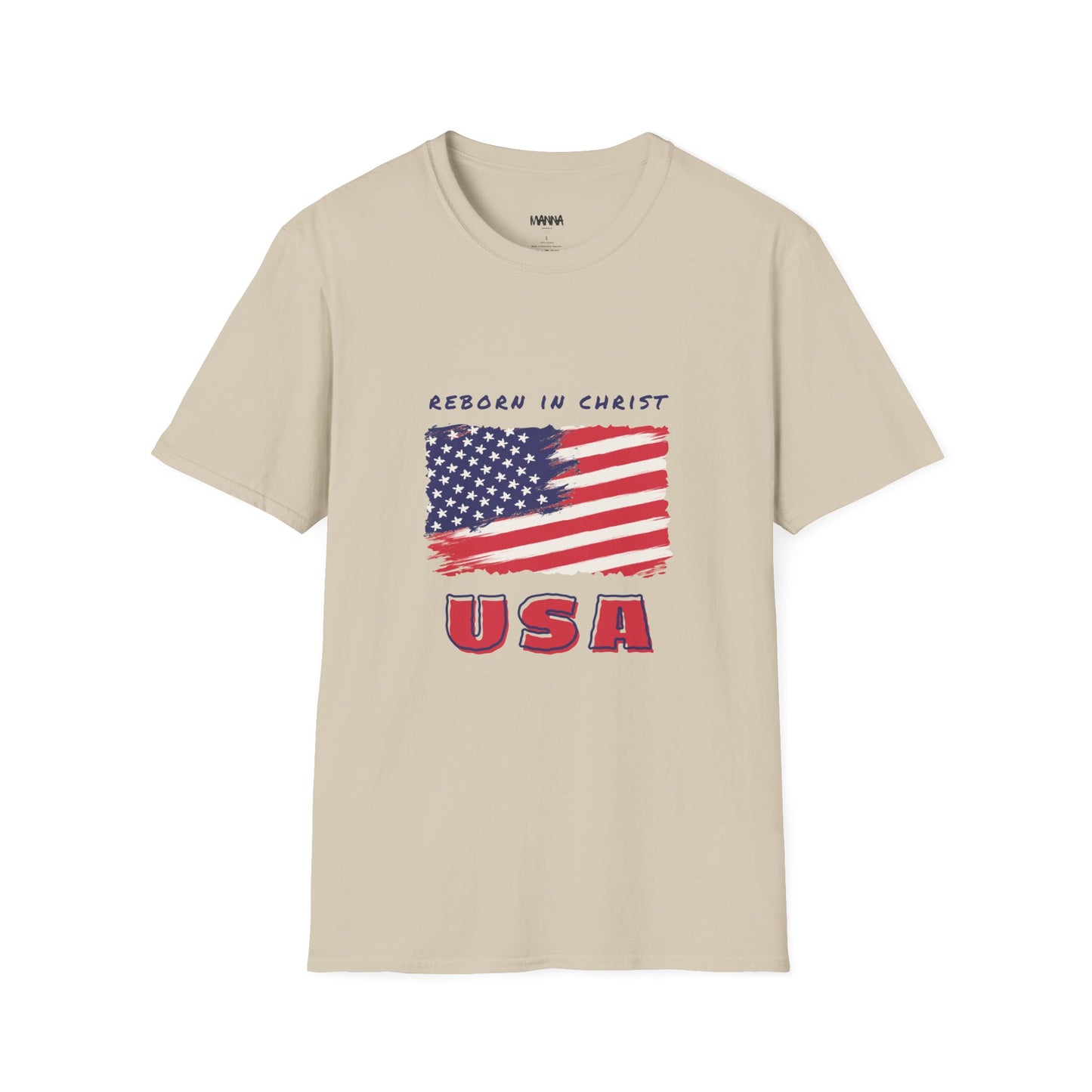 Unisex Softstyle T-Shirt - 'Reborn in Christ USA' Patriotic Graphic Tee