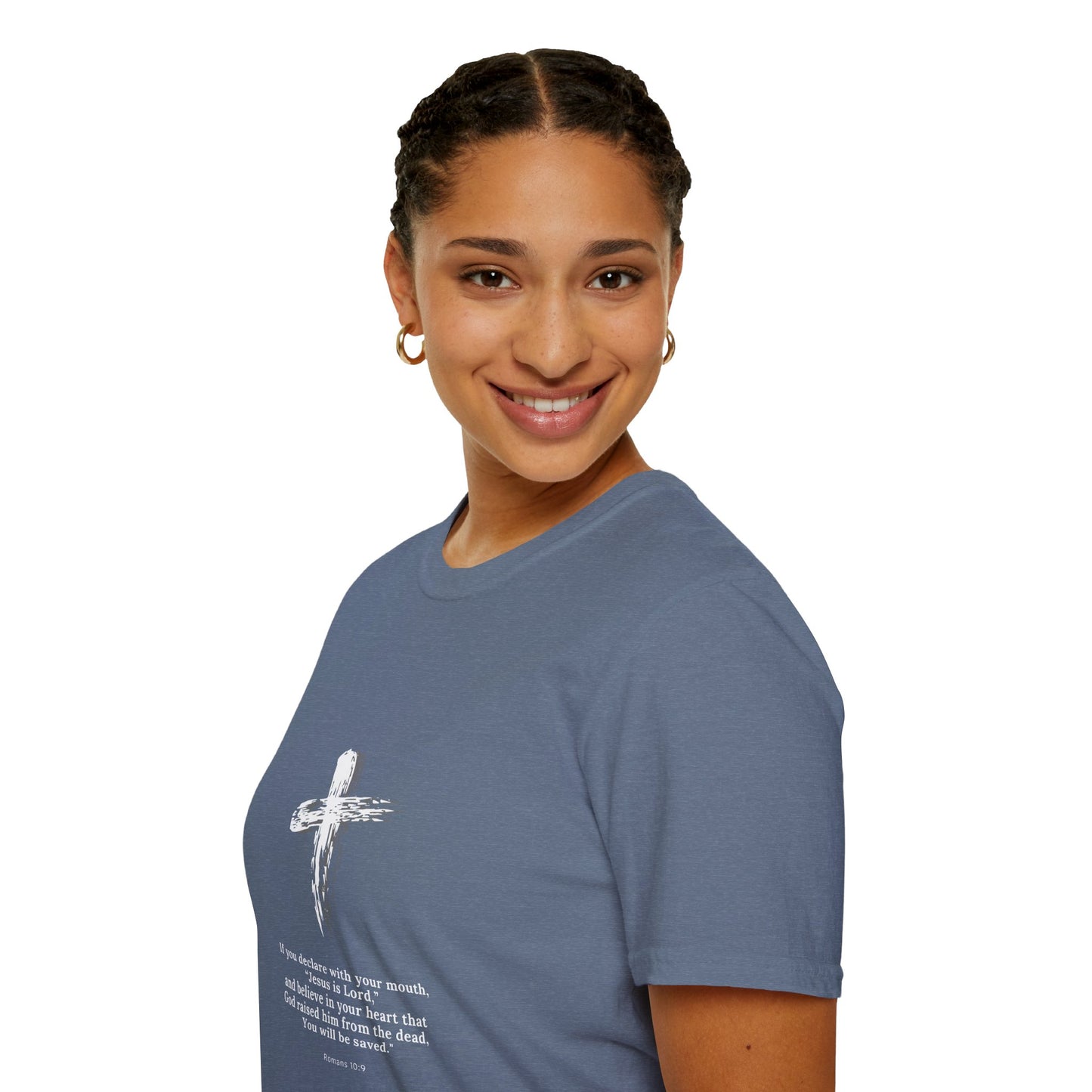 Faith-Inspired Unisex Softstyle T-Shirt - Romans 10:9 Graphic Tee
