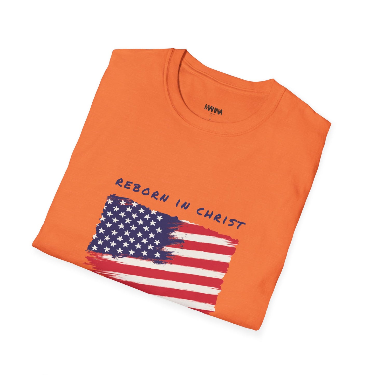 Unisex Softstyle T-Shirt - 'Reborn in Christ USA' Patriotic Graphic Tee