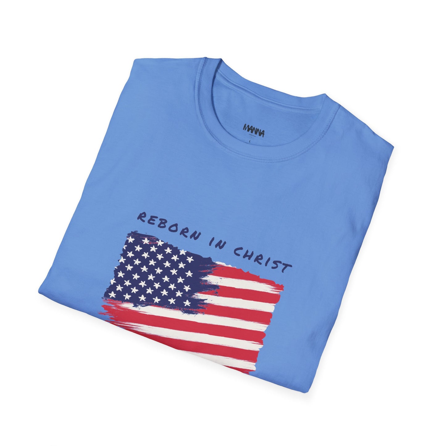 Unisex Softstyle T-Shirt - 'Reborn in Christ USA' Patriotic Graphic Tee