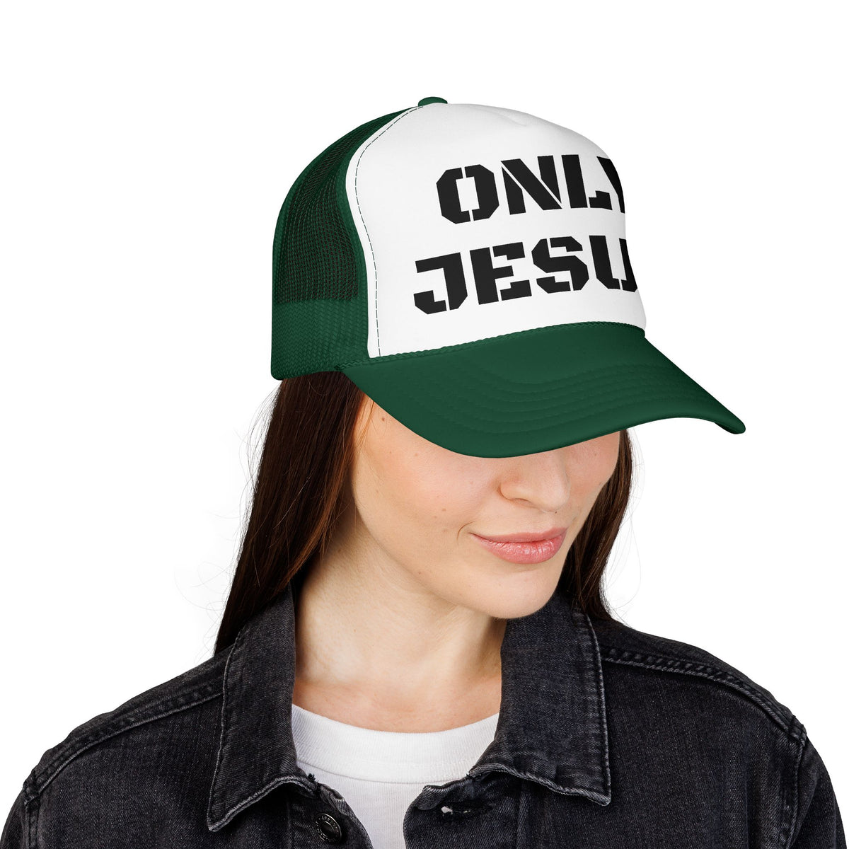 Trucker Hat — "Only Jesus" Embroidered Foam Cap