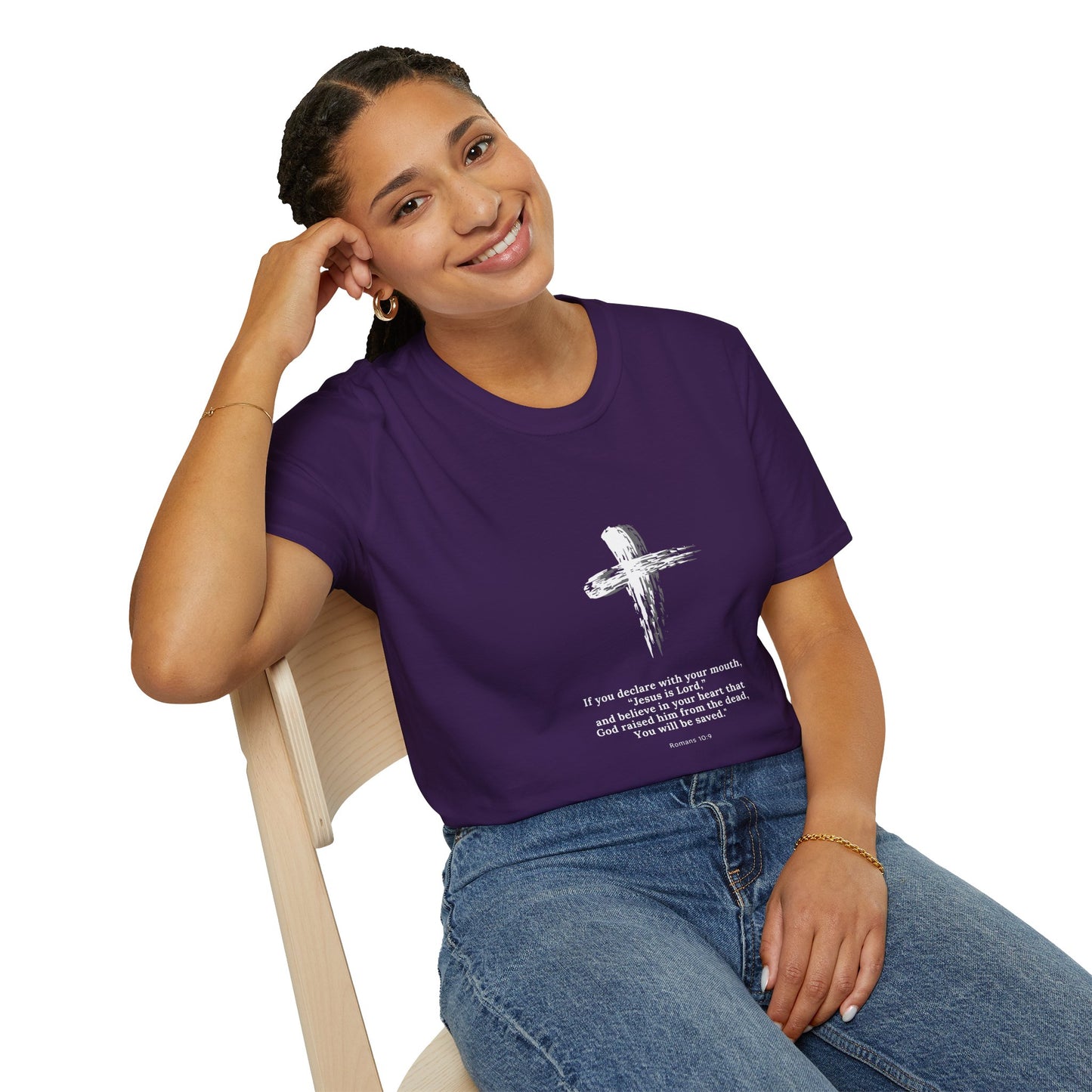 Faith-Inspired Unisex Softstyle T-Shirt - Romans 10:9 Graphic Tee