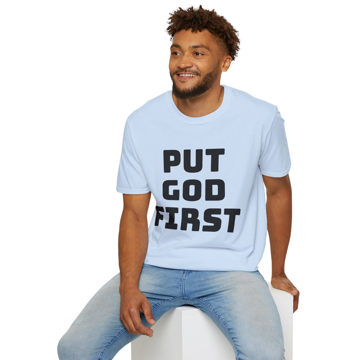 Put God First T-Shirt — Faith-Based Christian Tee (MannaJohn3:31 Back Design)