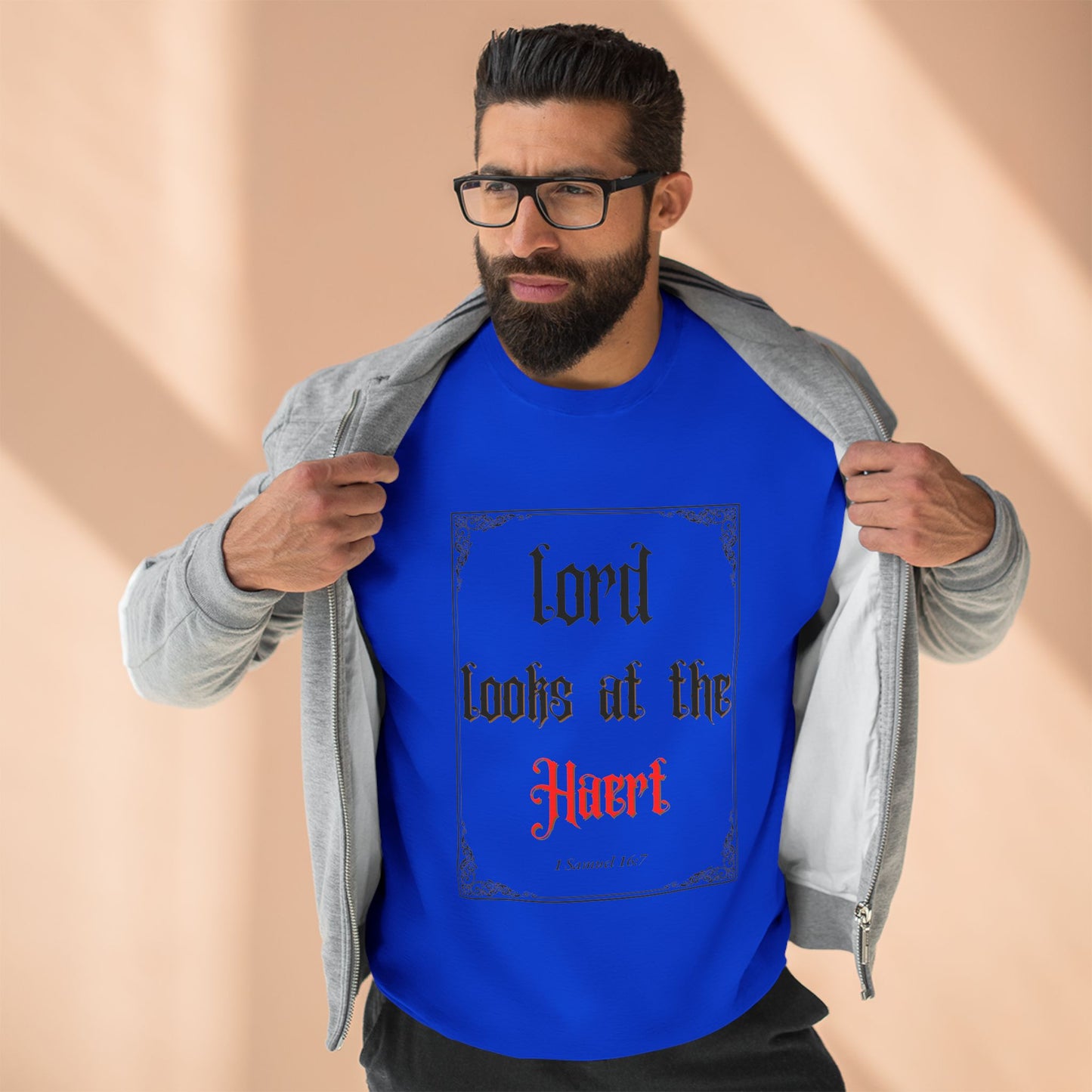 Faith-Inspired Unisex Crewneck Sweatshirt – 'Lord Looks at the Heart'