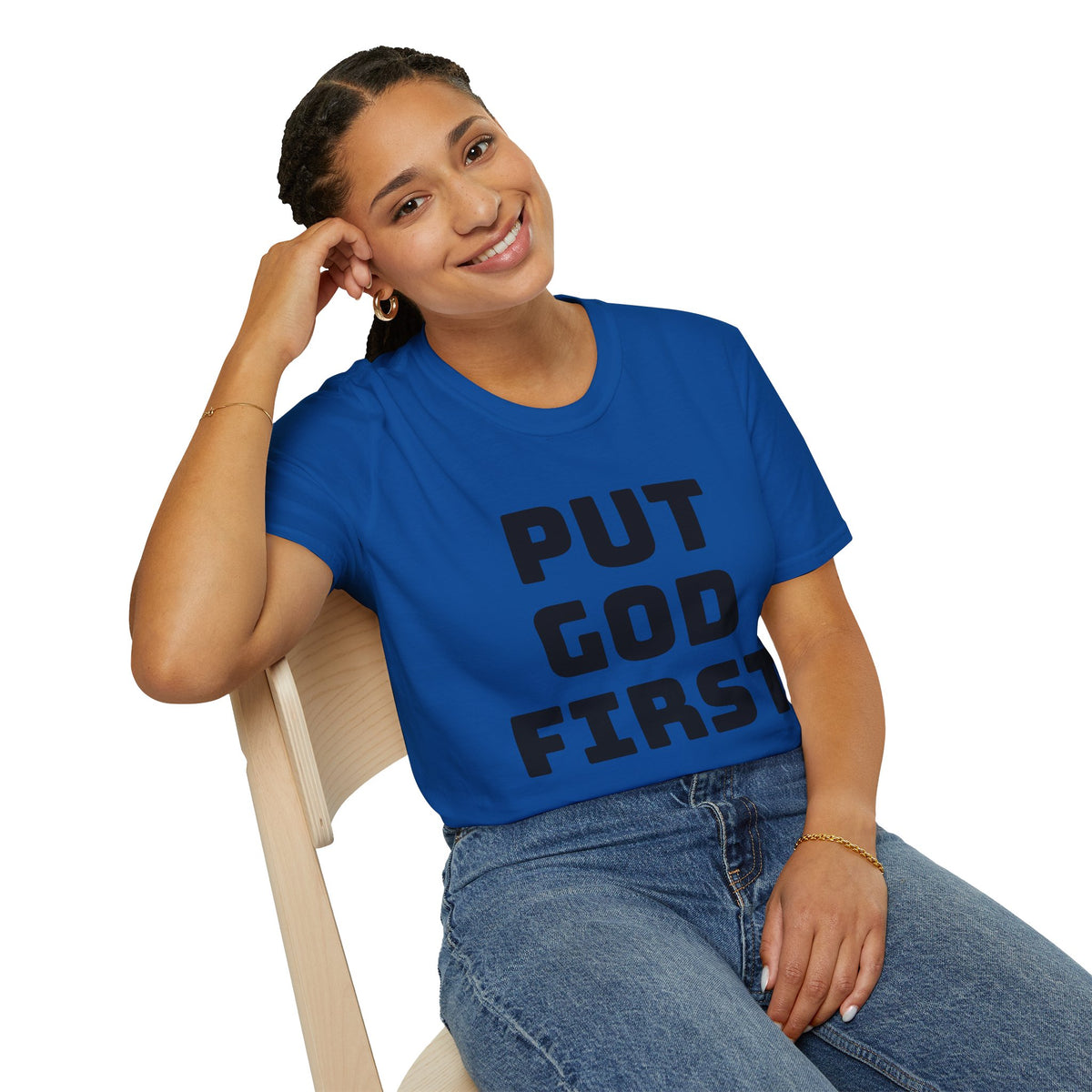 Put God First T-Shirt — Faith-Based Christian Tee (MannaJohn3:31 Back Design)