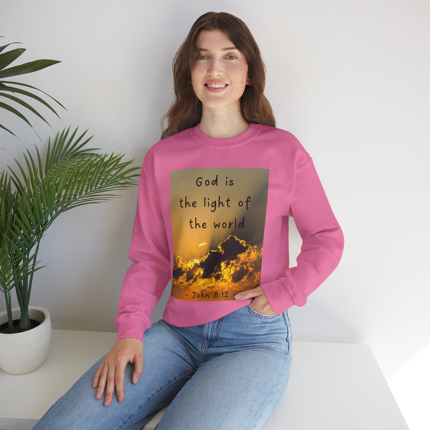 Faith & Family Unisex Heavy Blend™ Crewneck Sweatshirt - 'God is the Light of the World' & 'Best Mom Ever' Design