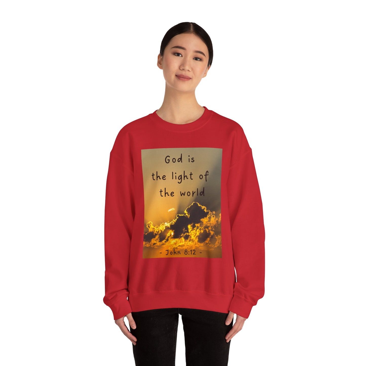 Faith & Family Unisex Heavy Blend™ Crewneck Sweatshirt - 'God is the Light of the World' & 'Best Mom Ever' Design