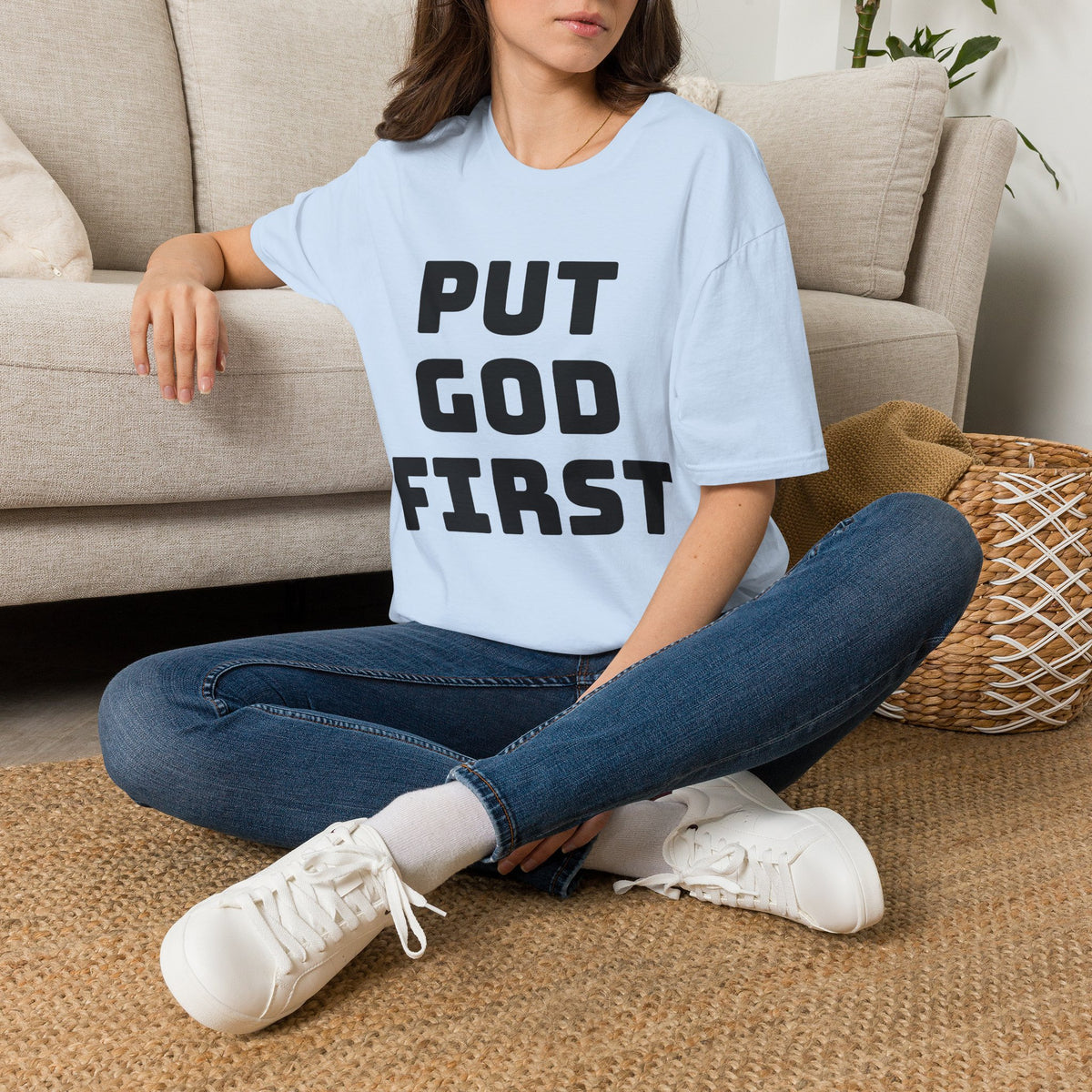 Put God First T-Shirt — Faith-Based Christian Tee (MannaJohn3:31 Back Design)
