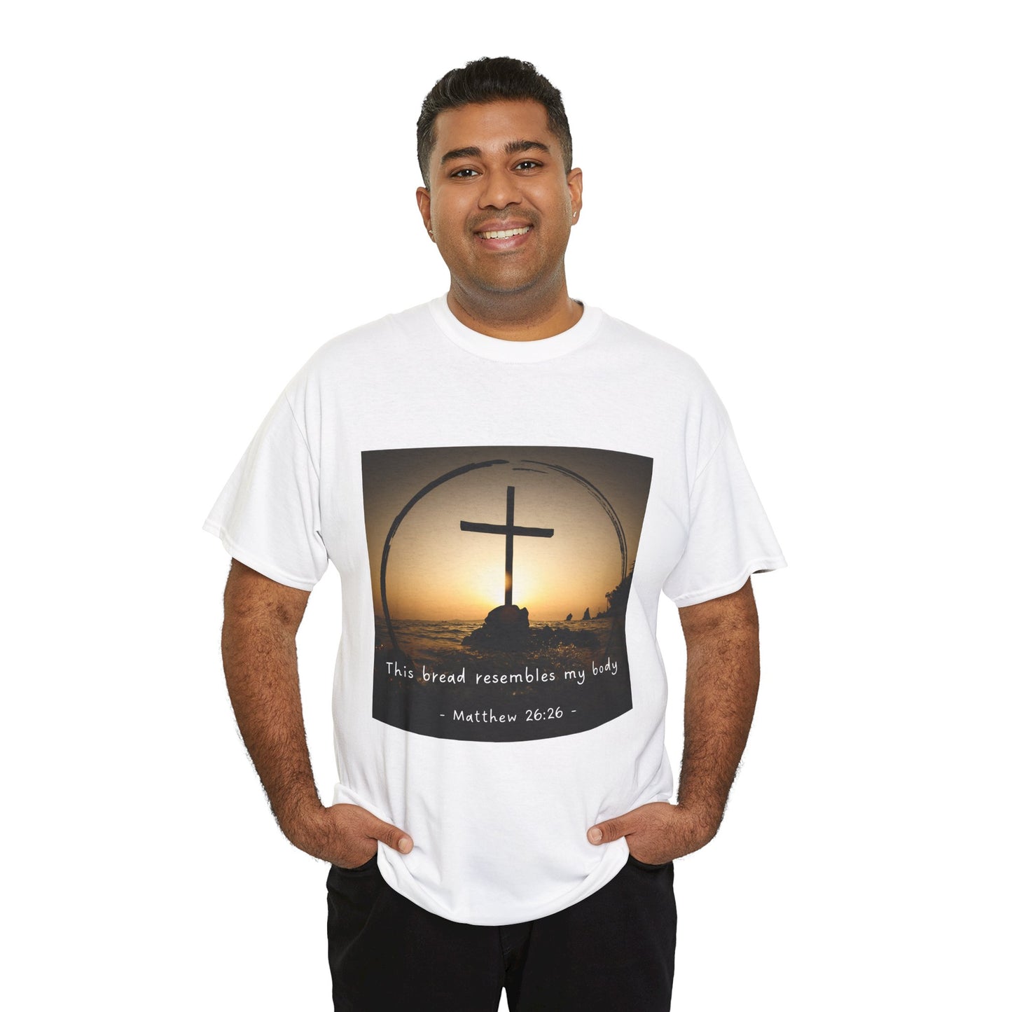 Inspirational Unisex Heavy Cotton Tee: 'This Bread Resembles My Body'