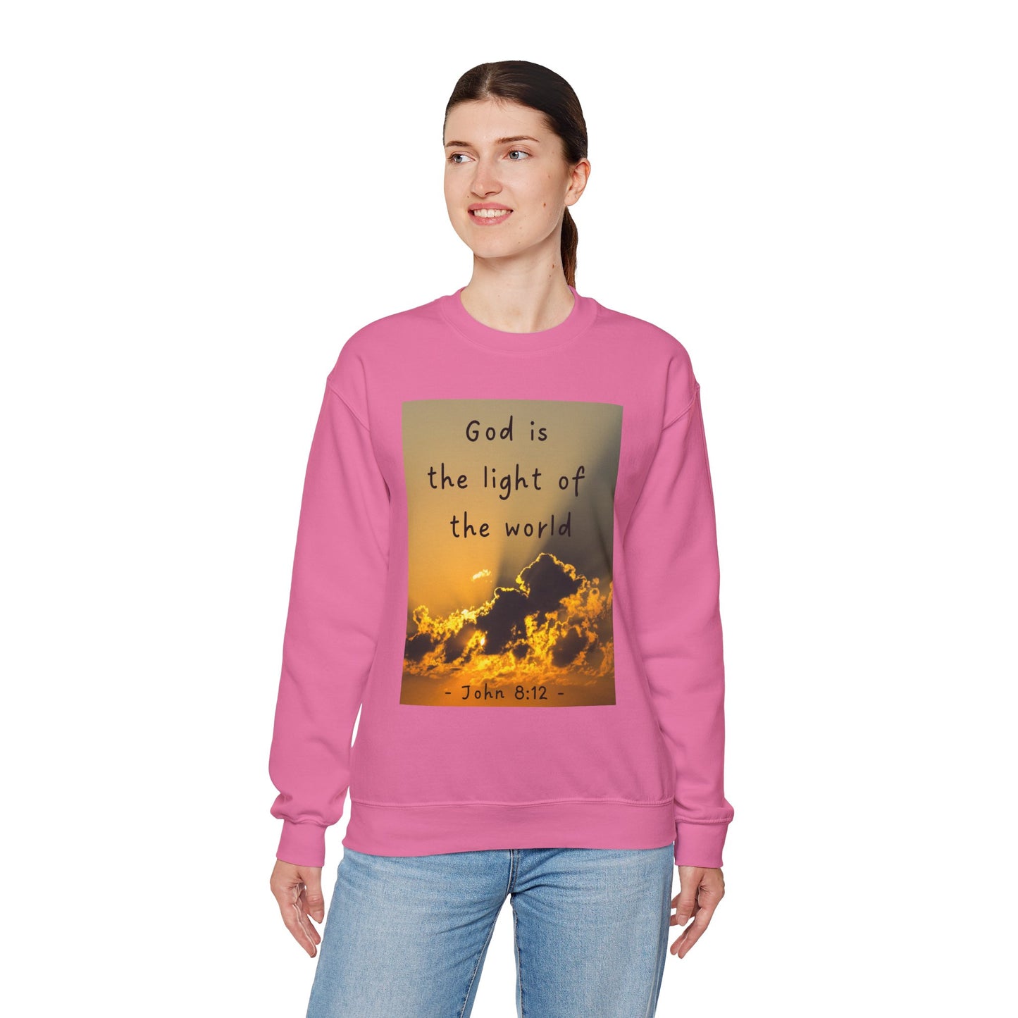 Faith & Family Unisex Heavy Blend™ Crewneck Sweatshirt - 'God is the Light of the World' & 'Best Mom Ever' Design