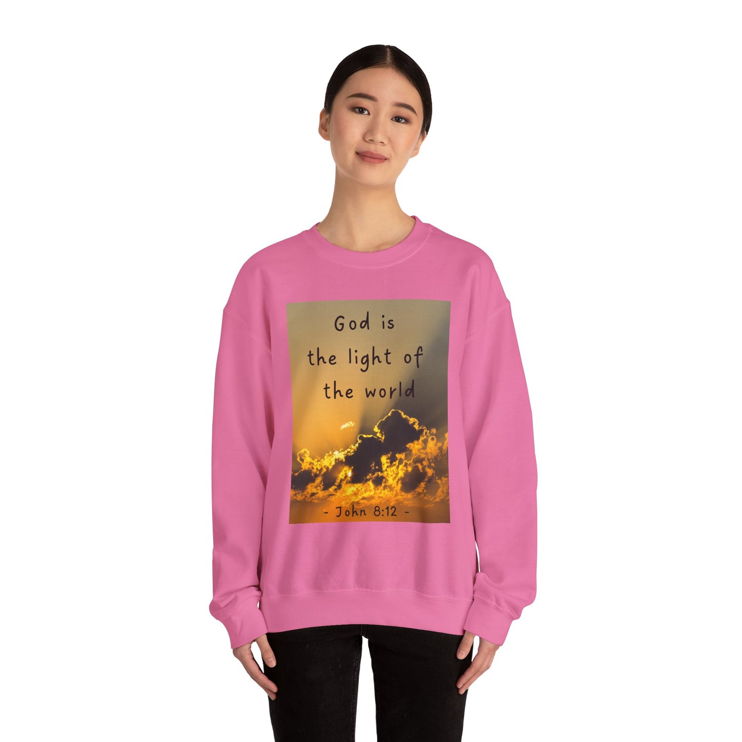 Faith & Family Unisex Heavy Blend™ Crewneck Sweatshirt - 'God is the Light of the World' & 'Best Mom Ever' Design