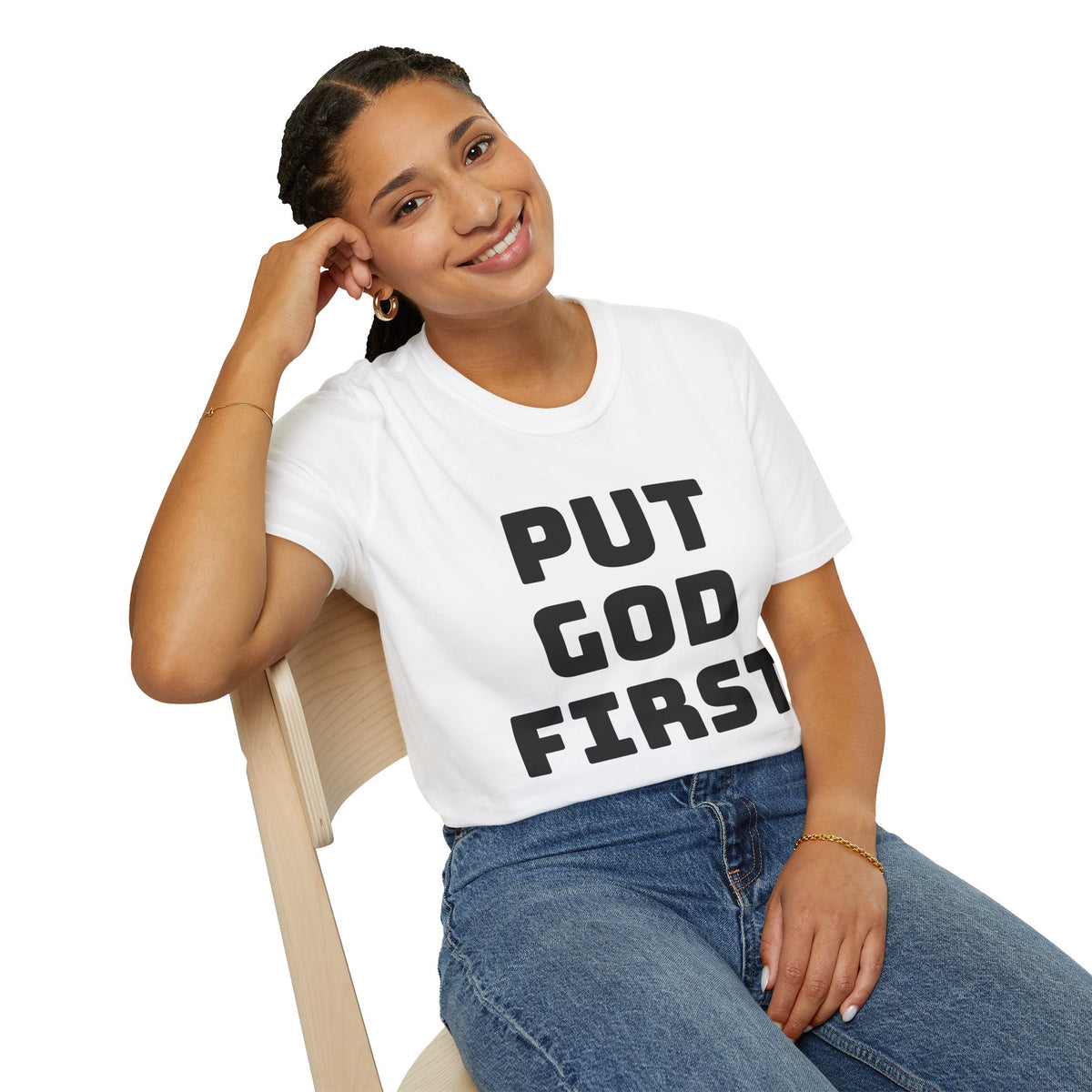 Put God First T-Shirt — Faith-Based Christian Tee (MannaJohn3:31 Back Design)