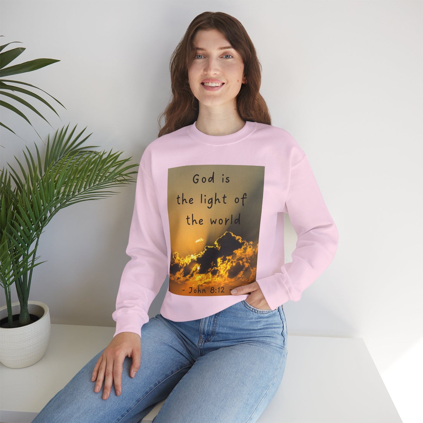 Faith & Family Unisex Heavy Blend™ Crewneck Sweatshirt - 'God is the Light of the World' & 'Best Mom Ever' Design