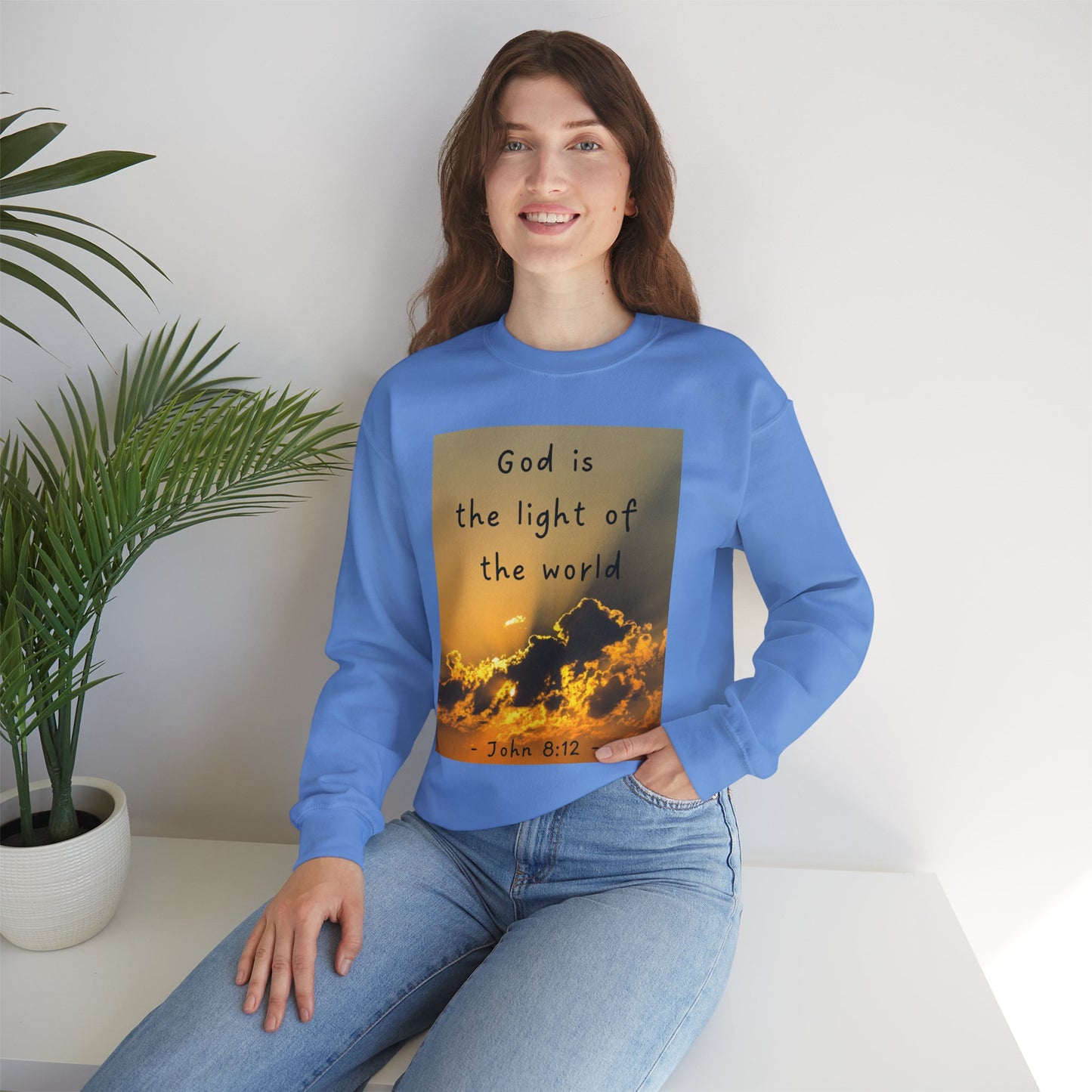 Faith & Family Unisex Heavy Blend™ Crewneck Sweatshirt - 'God is the Light of the World' & 'Best Mom Ever' Design