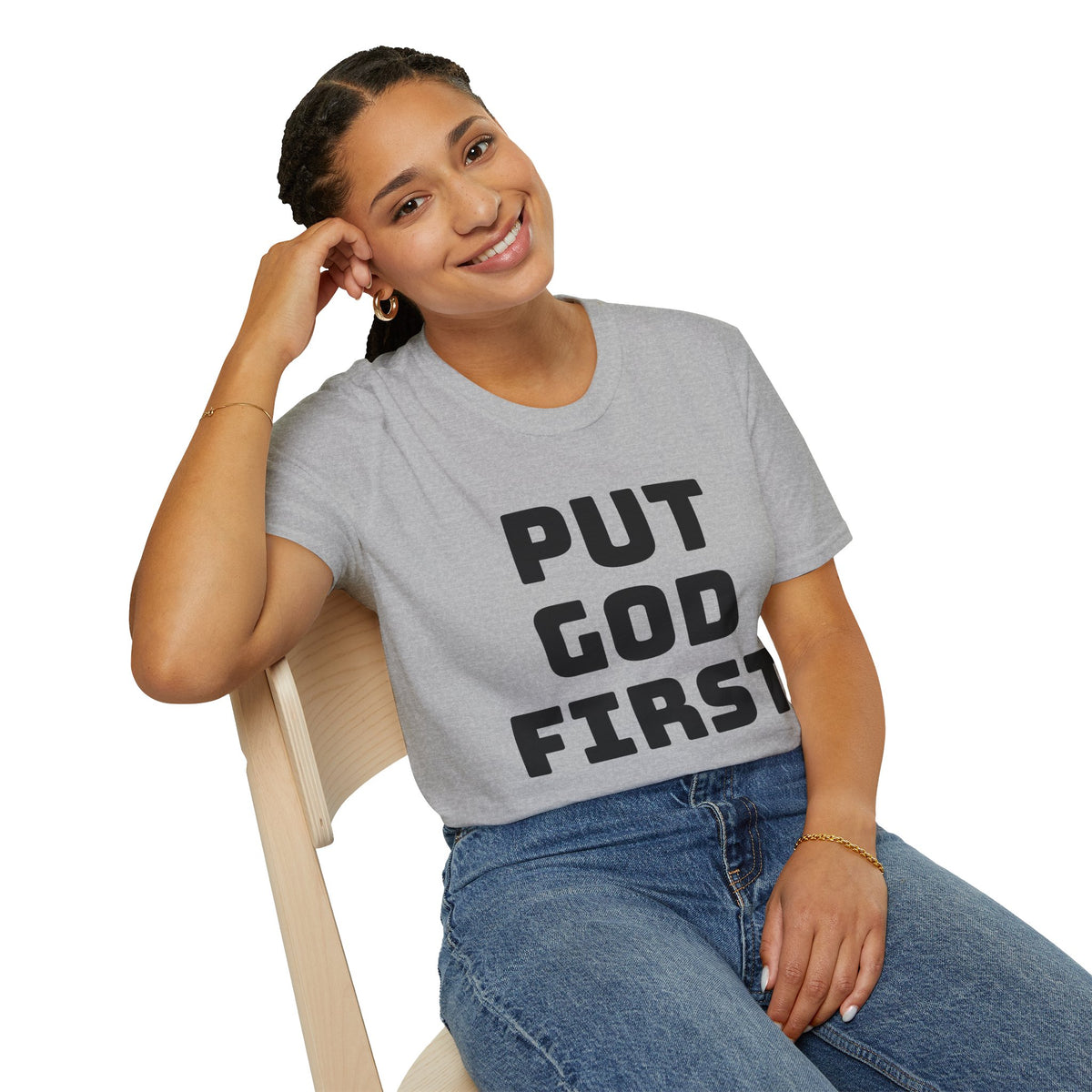 Put God First T-Shirt — Faith-Based Christian Tee (MannaJohn3:31 Back Design)