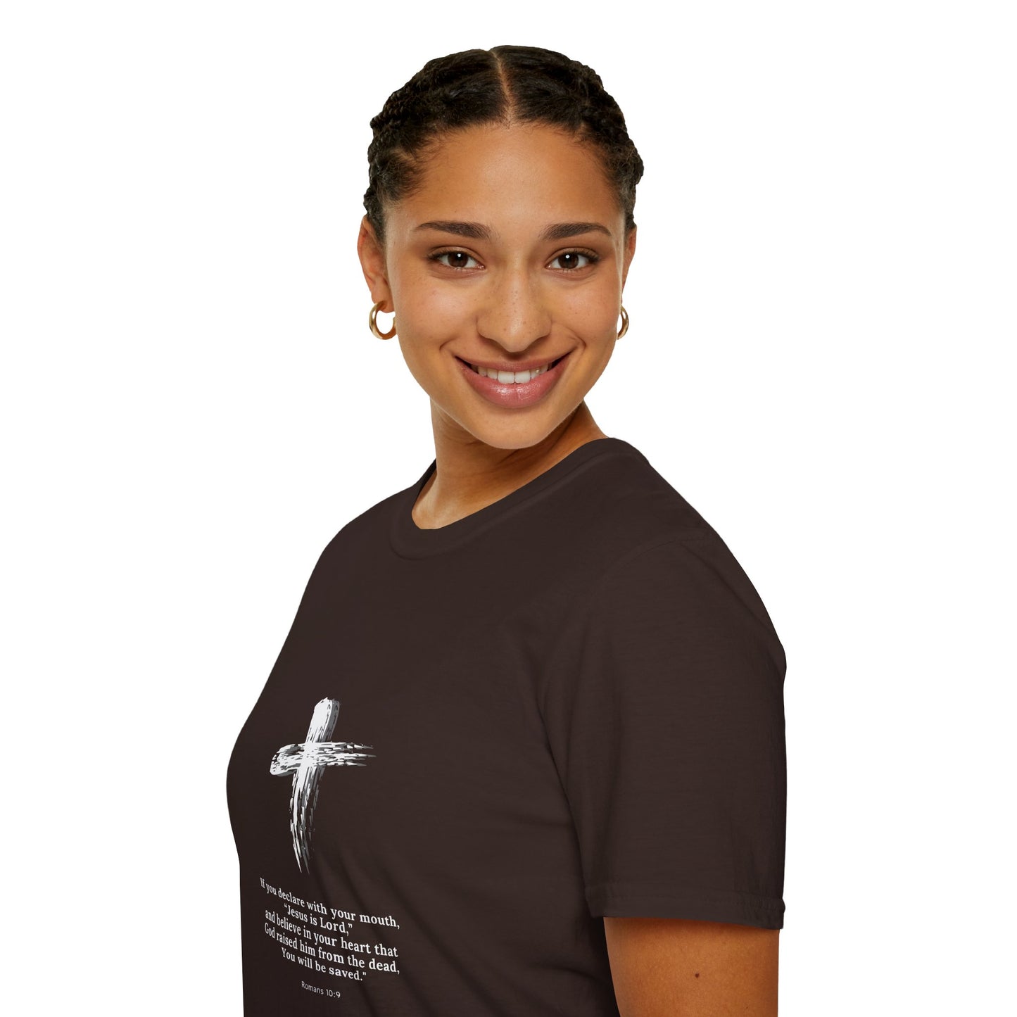 Faith-Inspired Unisex Softstyle T-Shirt - Romans 10:9 Graphic Tee