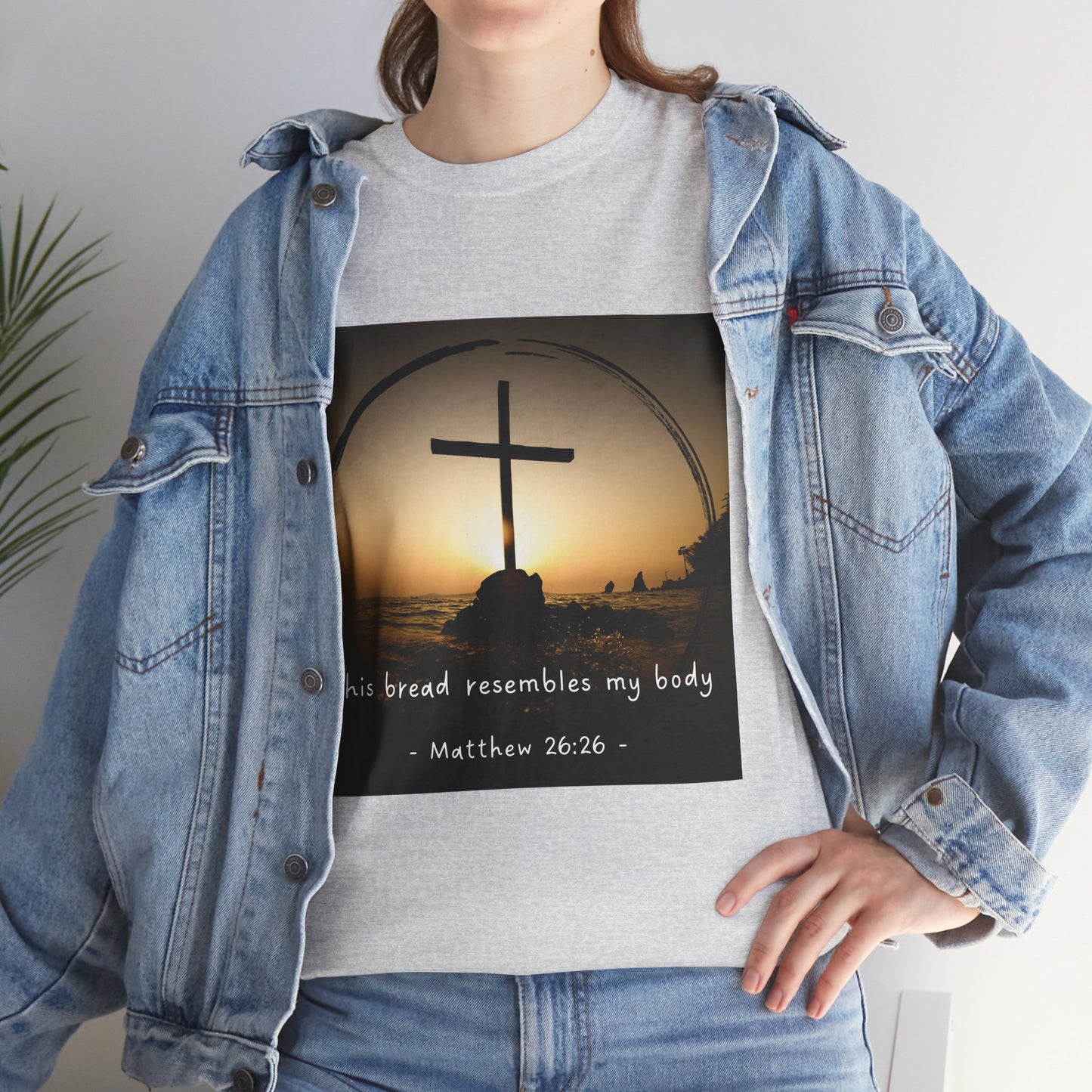 Inspirational Unisex Heavy Cotton Tee: 'This Bread Resembles My Body'