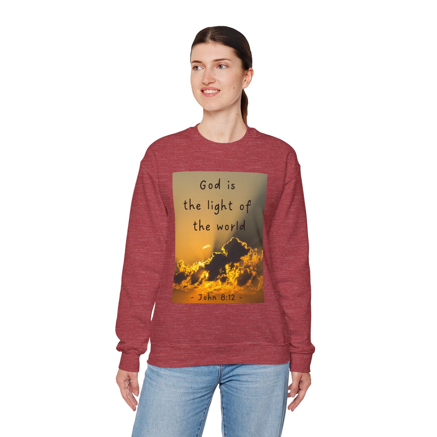 Faith & Family Unisex Heavy Blend™ Crewneck Sweatshirt - 'God is the Light of the World' & 'Best Mom Ever' Design