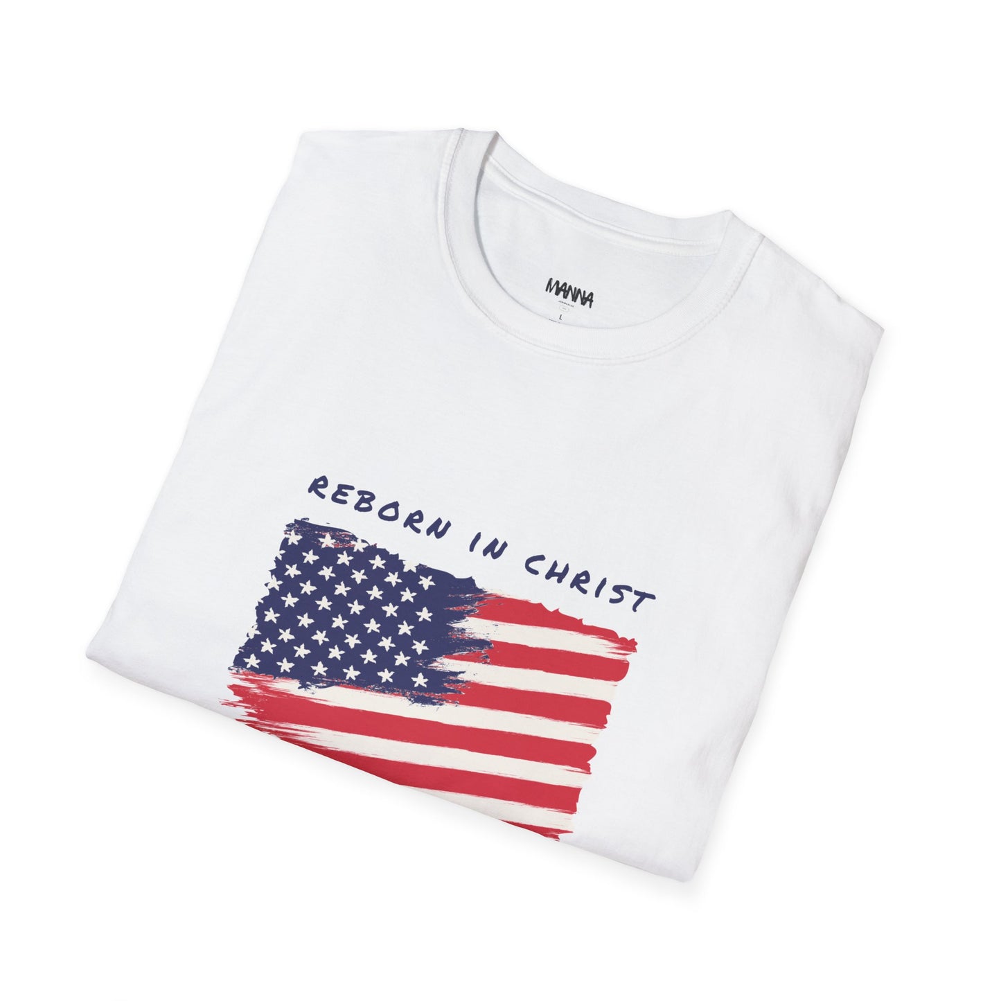 Unisex Softstyle T-Shirt - 'Reborn in Christ USA' Patriotic Graphic Tee