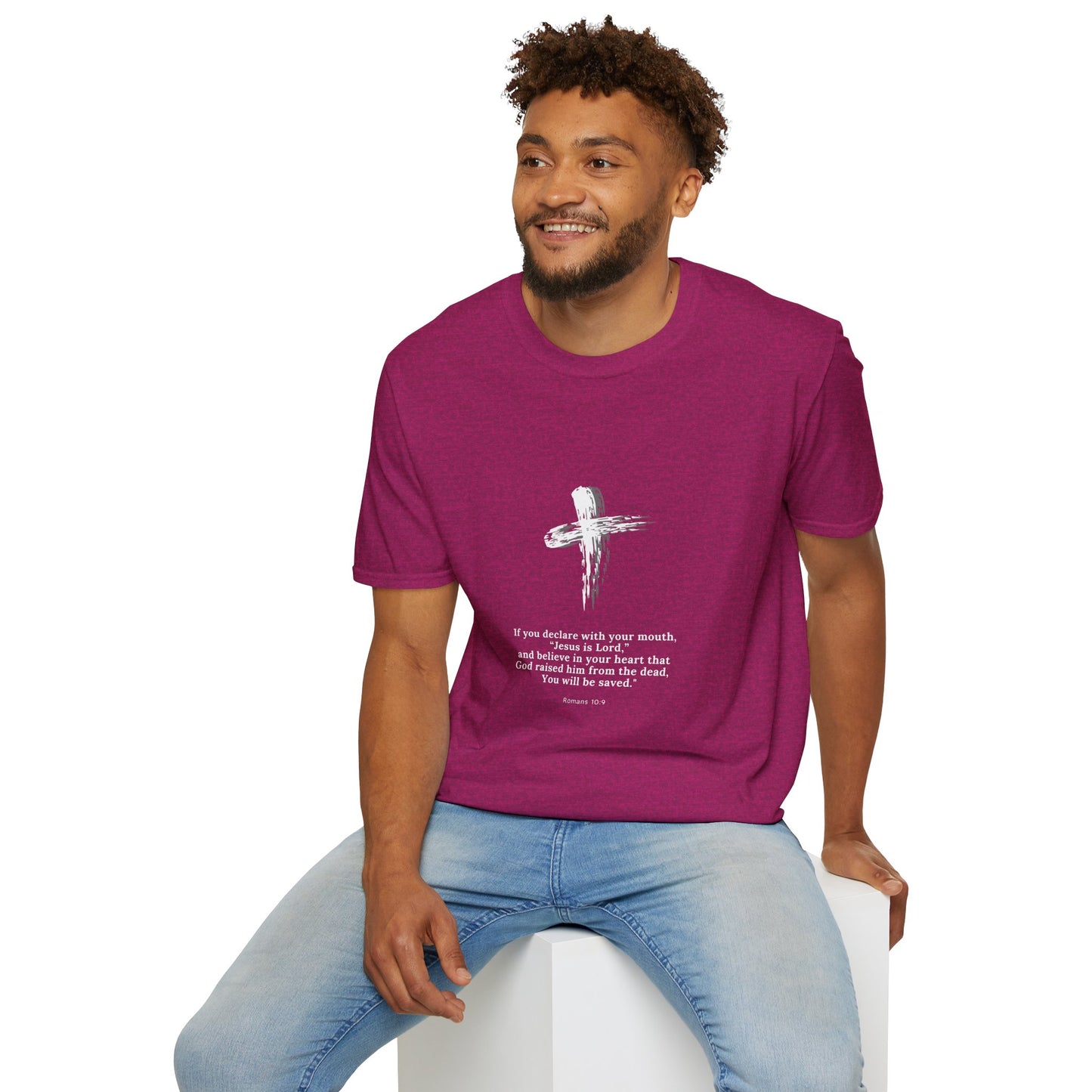 Faith-Inspired Unisex Softstyle T-Shirt - Romans 10:9 Graphic Tee