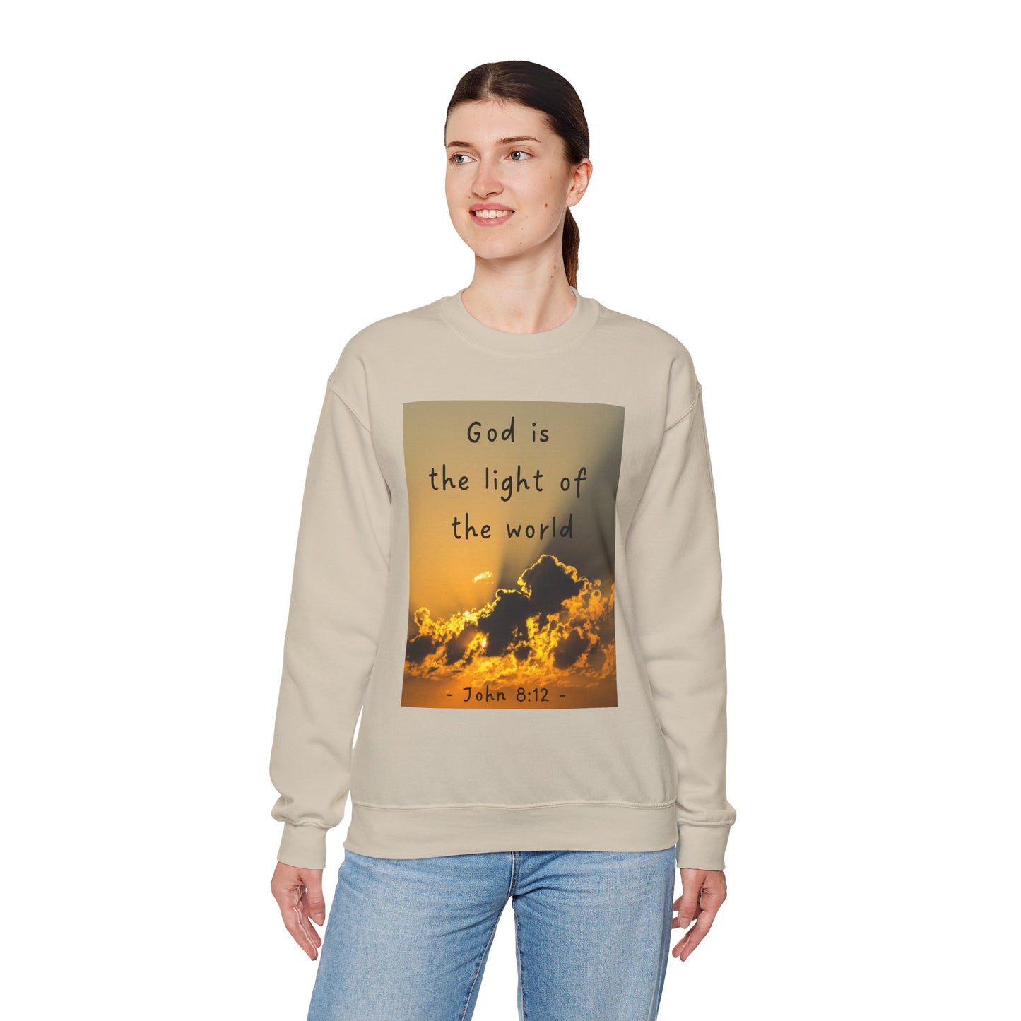 Faith & Family Unisex Heavy Blend™ Crewneck Sweatshirt - 'God is the Light of the World' & 'Best Mom Ever' Design