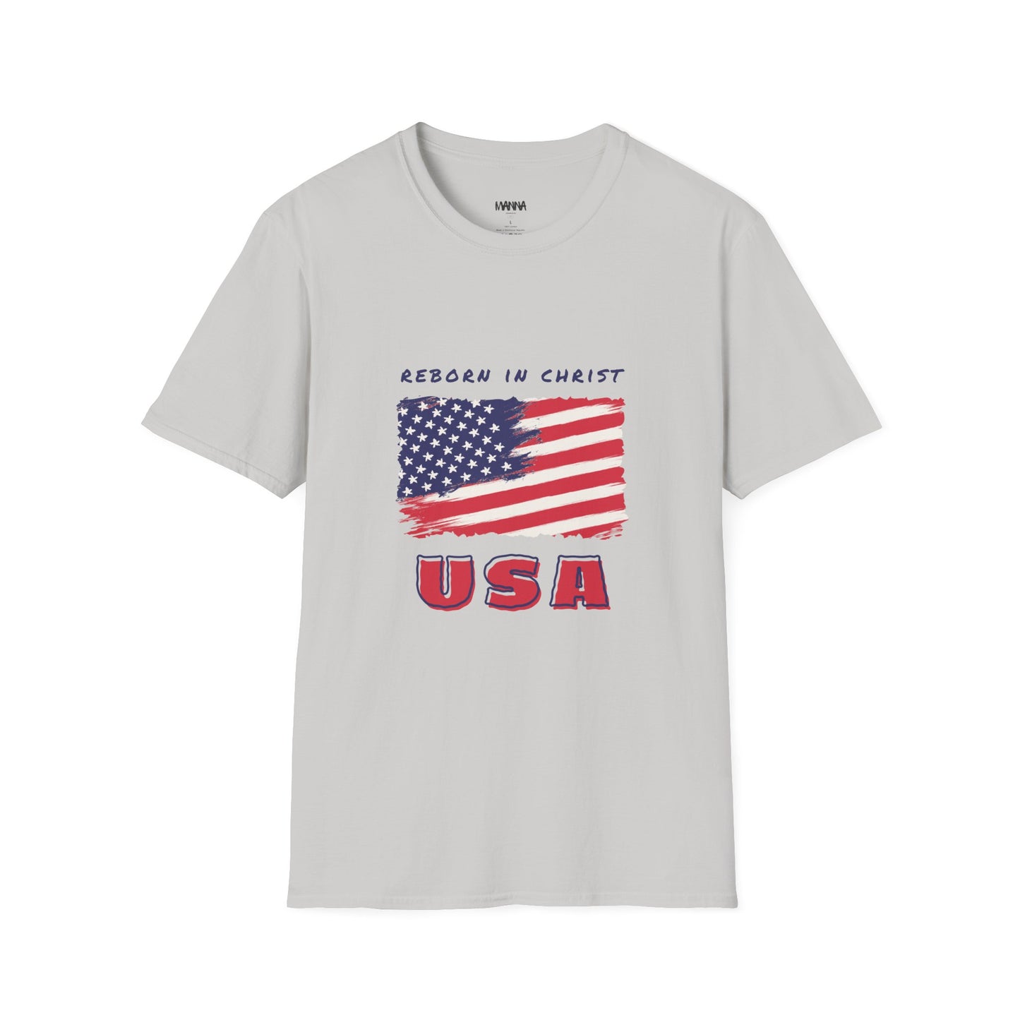 Unisex Softstyle T-Shirt - 'Reborn in Christ USA' Patriotic Graphic Tee