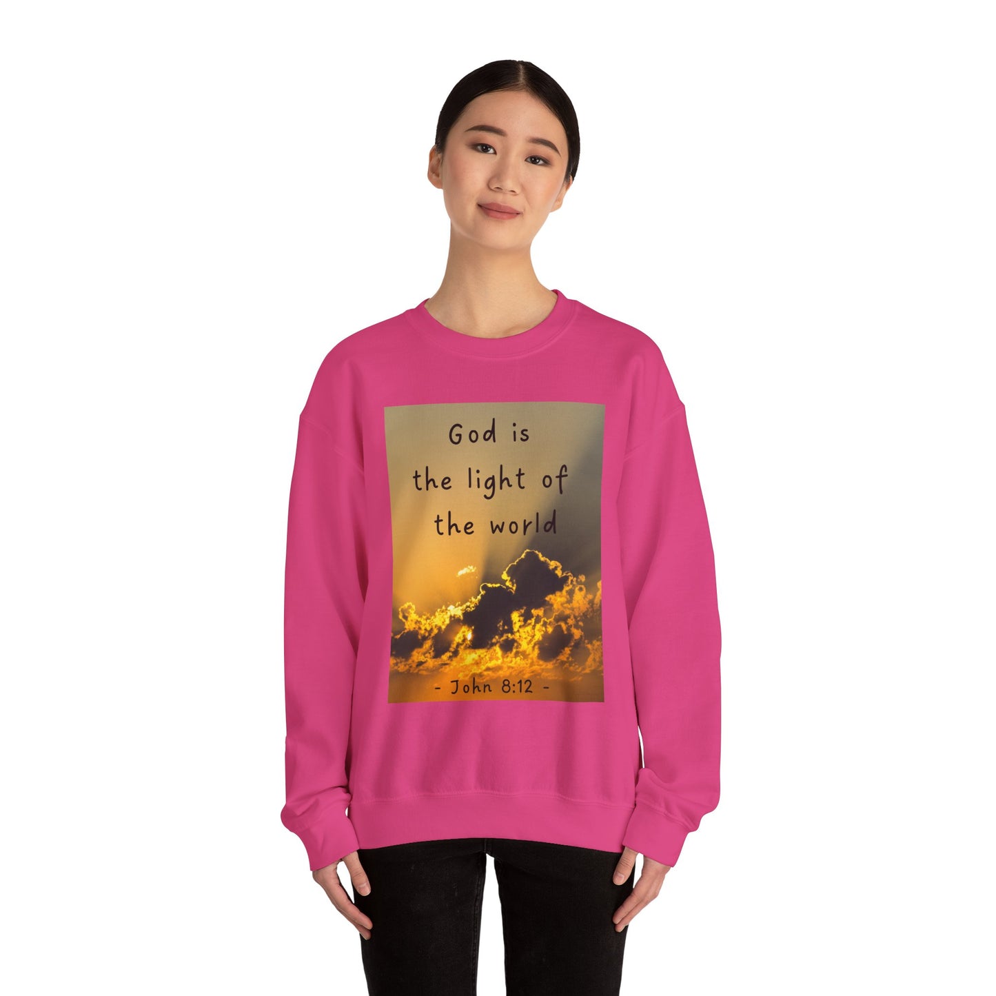 Faith & Family Unisex Heavy Blend™ Crewneck Sweatshirt - 'God is the Light of the World' & 'Best Mom Ever' Design