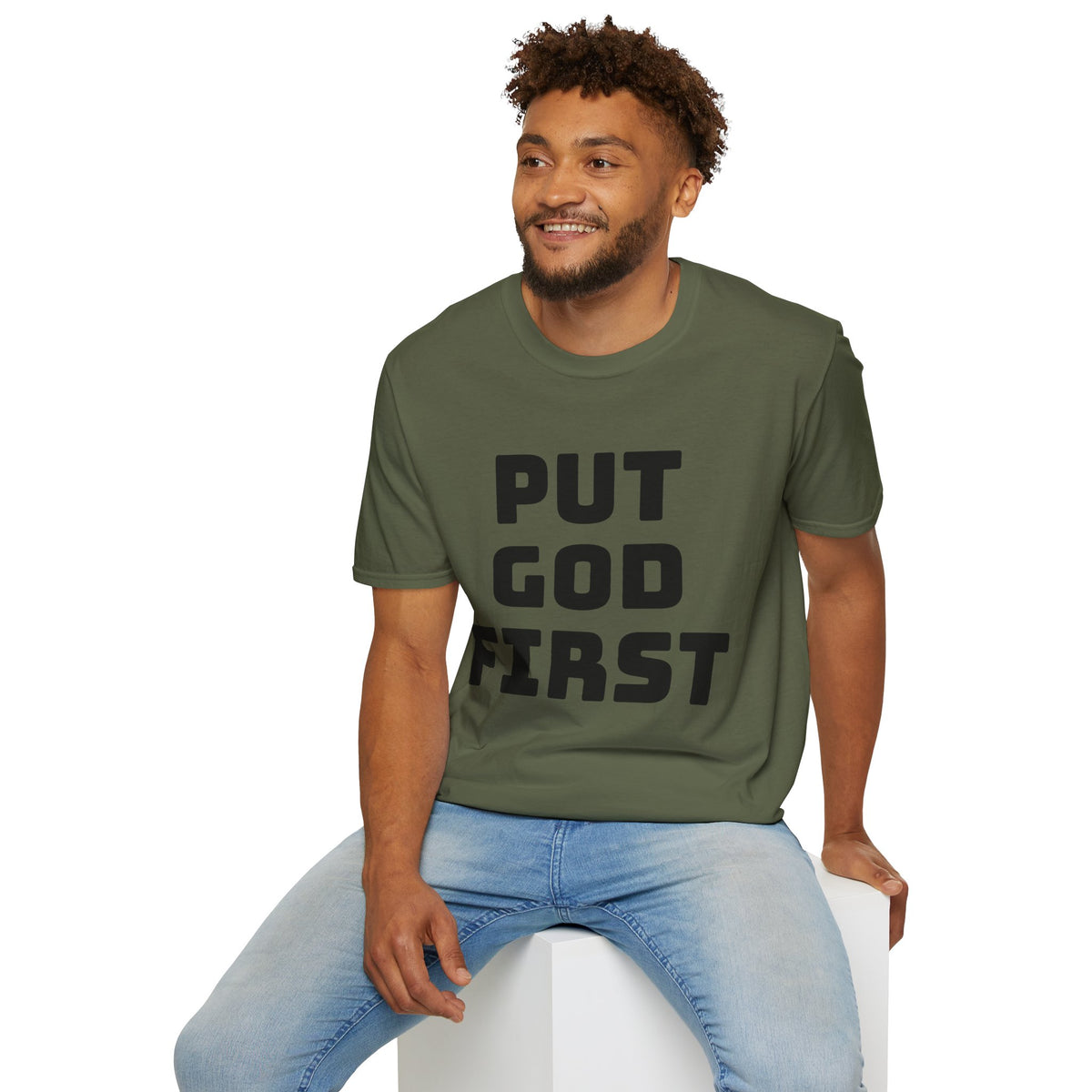 Put God First T-Shirt — Faith-Based Christian Tee (MannaJohn3:31 Back Design)