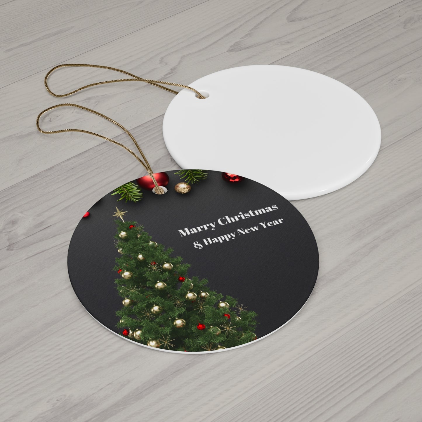 Personalized Christmas Ceramic Ornament - Celebrate with Joyful Holiday Greetings