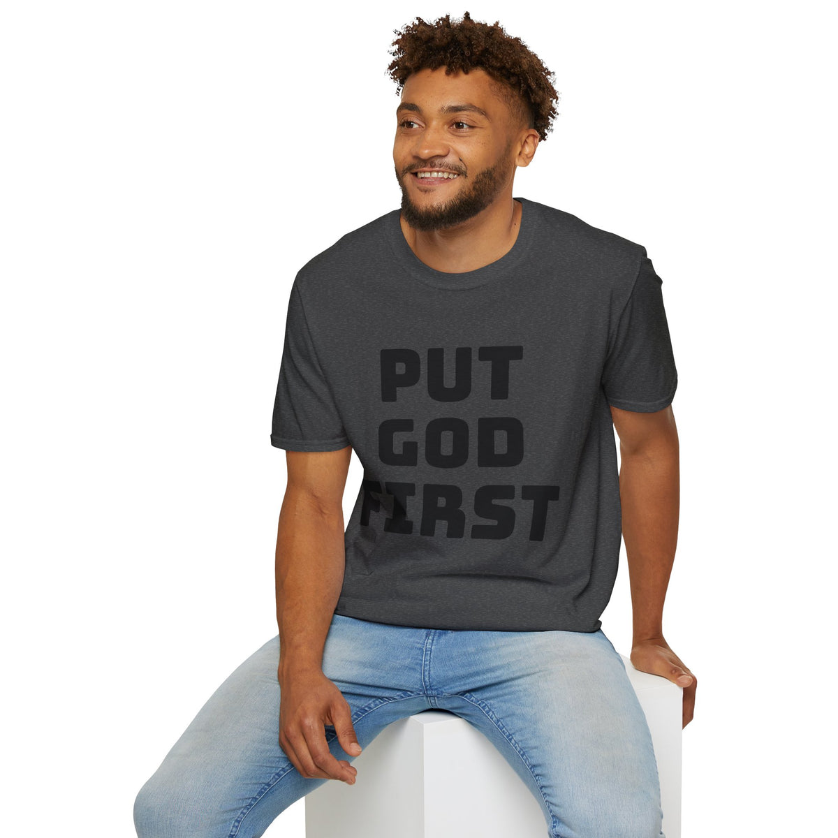 Put God First T-Shirt — Faith-Based Christian Tee (MannaJohn3:31 Back Design)