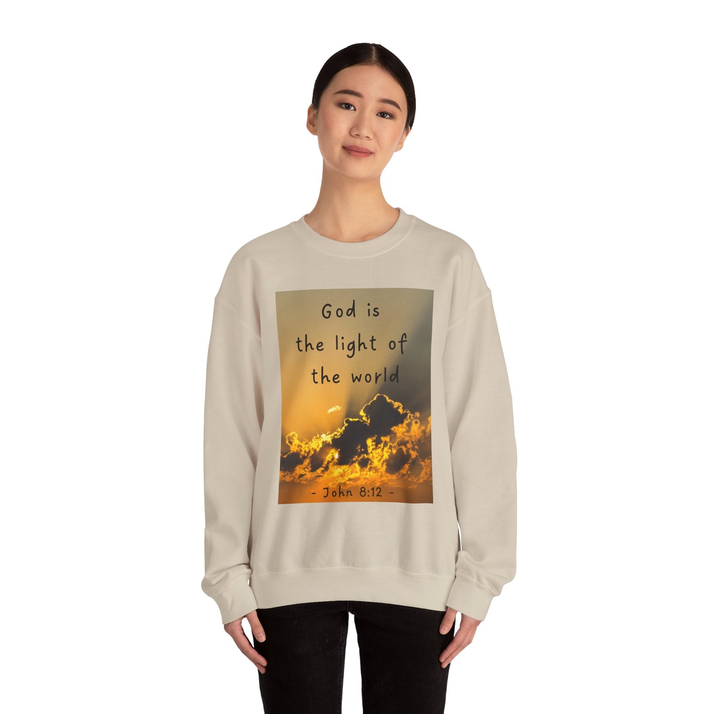 Faith & Family Unisex Heavy Blend™ Crewneck Sweatshirt - 'God is the Light of the World' & 'Best Mom Ever' Design