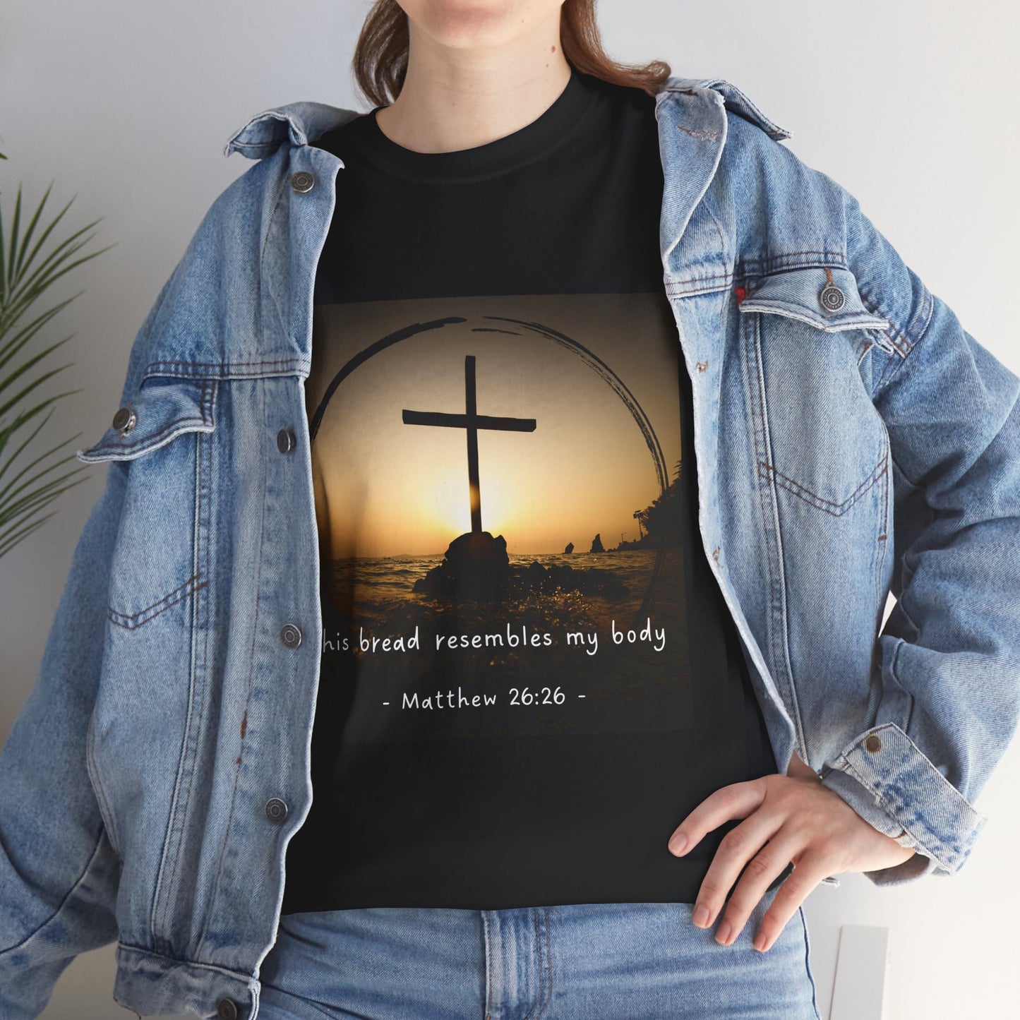 Inspirational Unisex Heavy Cotton Tee: 'This Bread Resembles My Body'