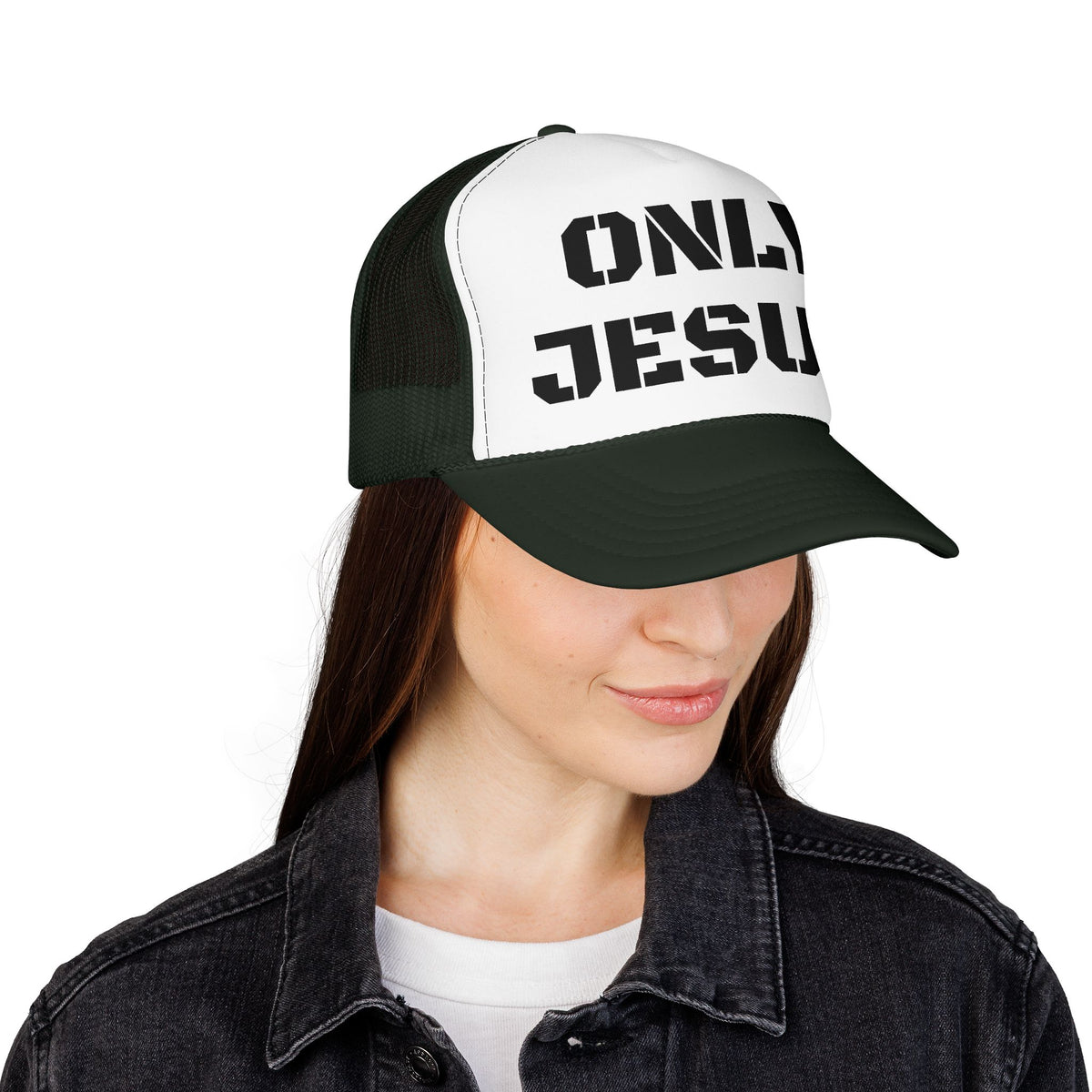 Trucker Hat — "Only Jesus" Embroidered Foam Cap