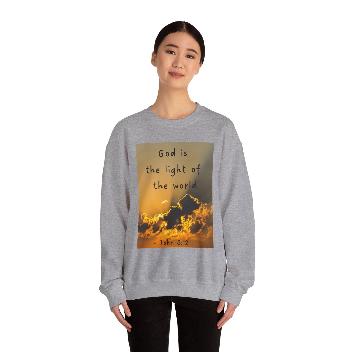 Faith & Family Unisex Heavy Blend™ Crewneck Sweatshirt - 'God is the Light of the World' & 'Best Mom Ever' Design