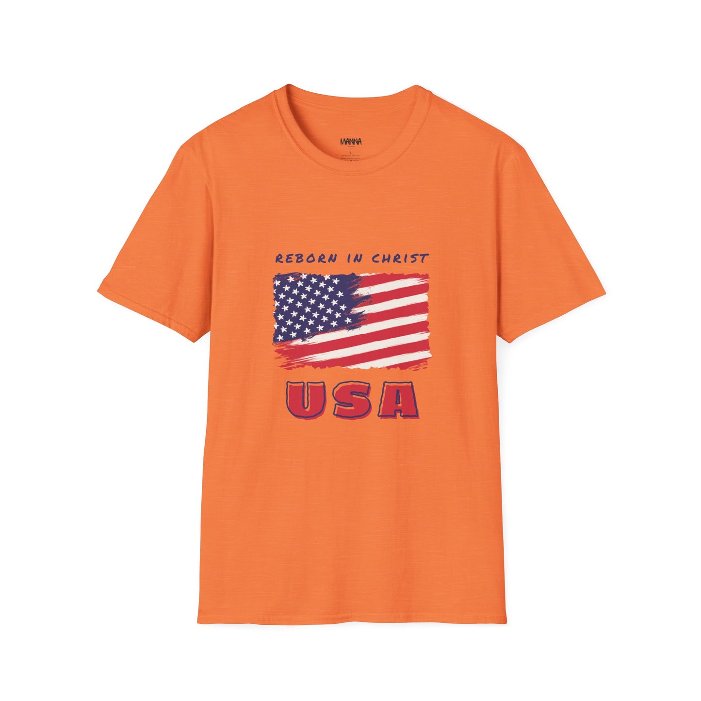 Unisex Softstyle T-Shirt - 'Reborn in Christ USA' Patriotic Graphic Tee