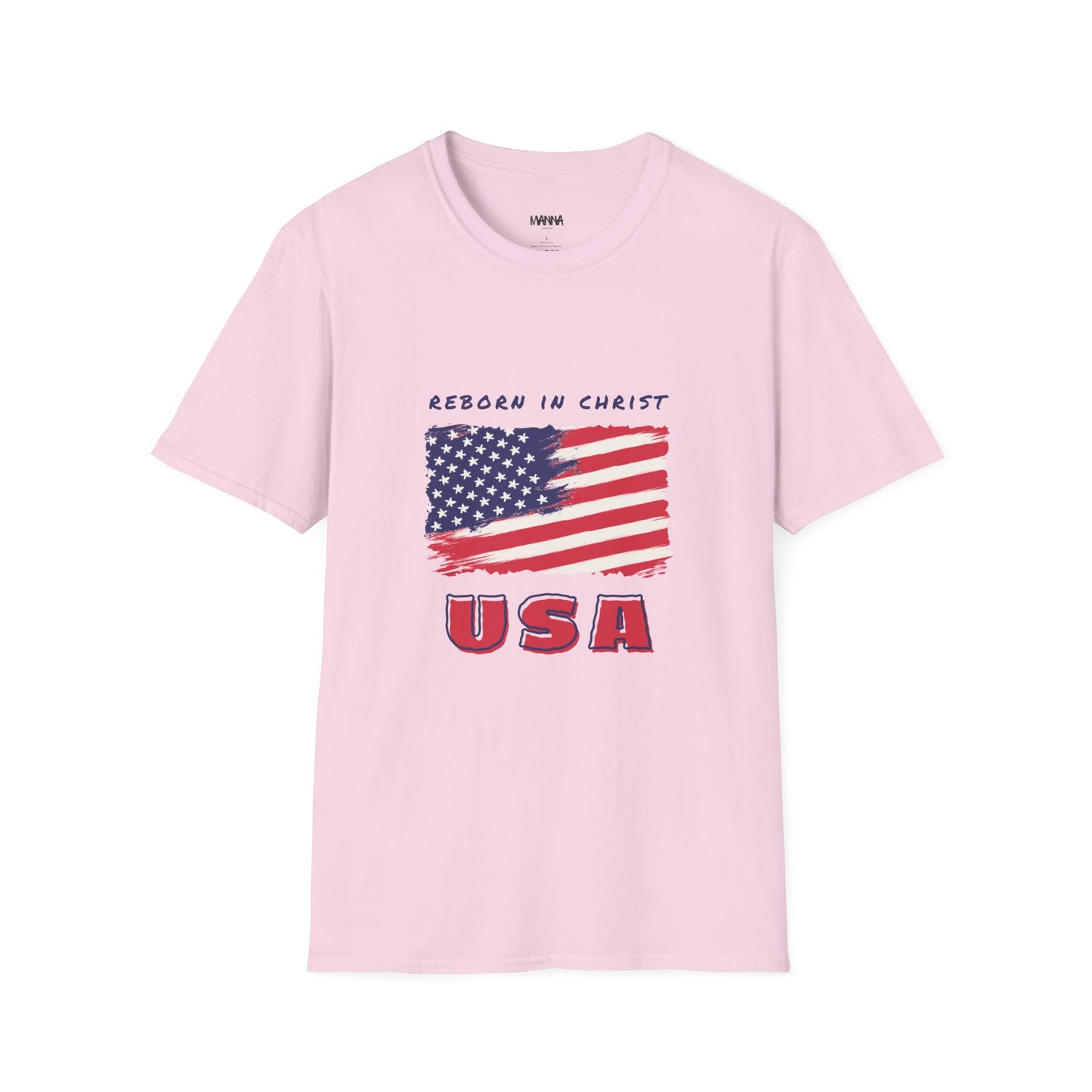 Unisex Softstyle T-Shirt - 'Reborn in Christ USA' Patriotic Graphic Tee