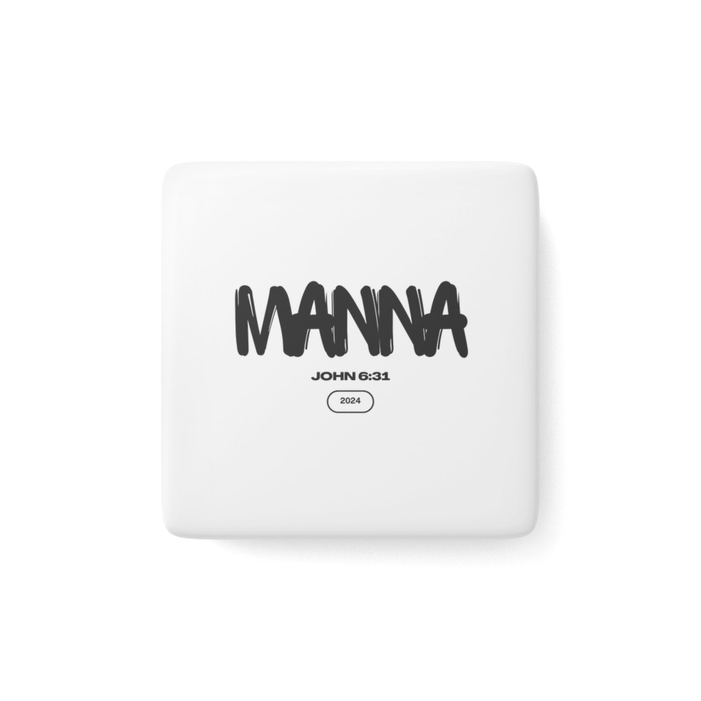 Inspirational Porcelain Magnet - 'Manna' with Bible Verse (John 6:31) - Perfect for Christian Home Decor