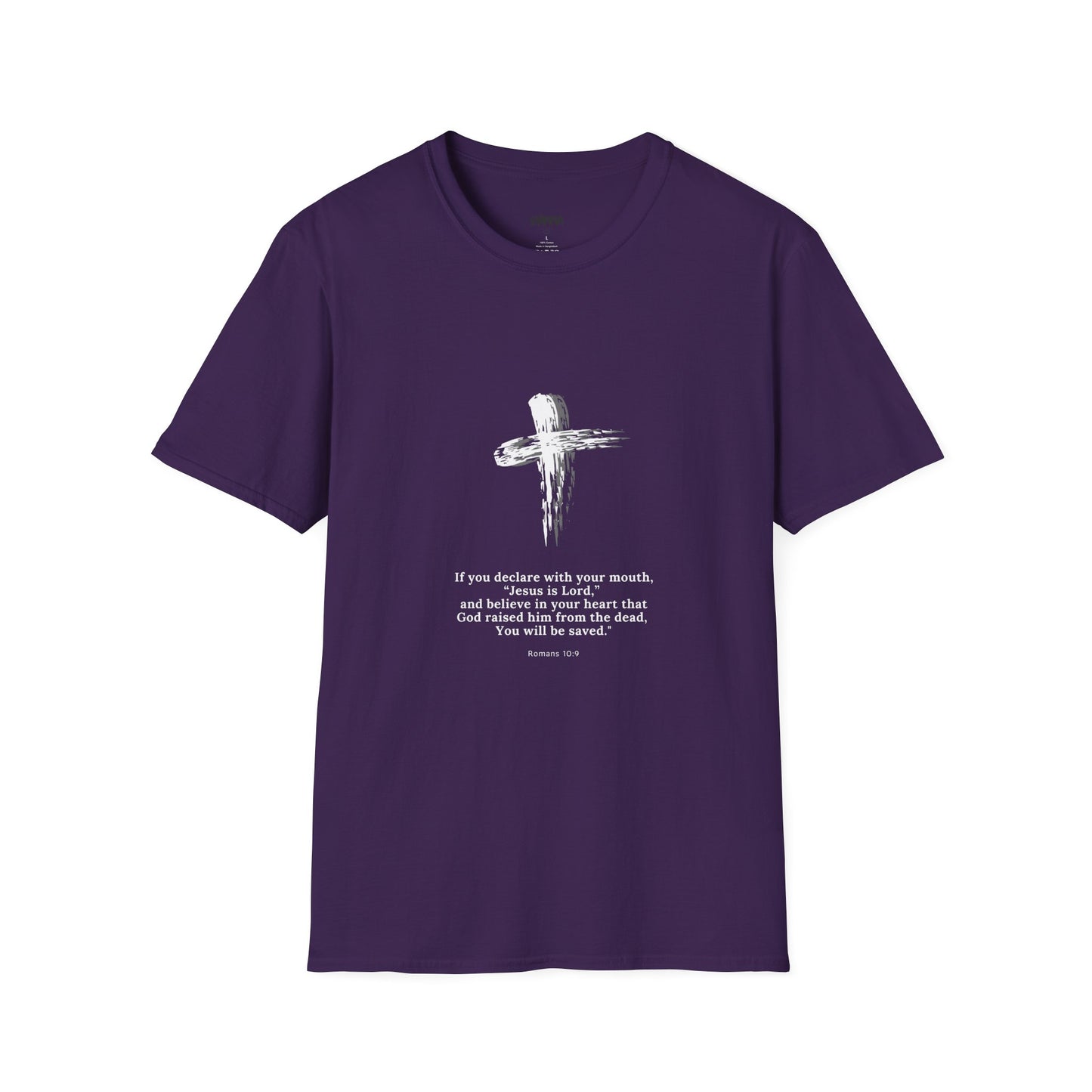 Faith-Inspired Unisex Softstyle T-Shirt - Romans 10:9 Graphic Tee
