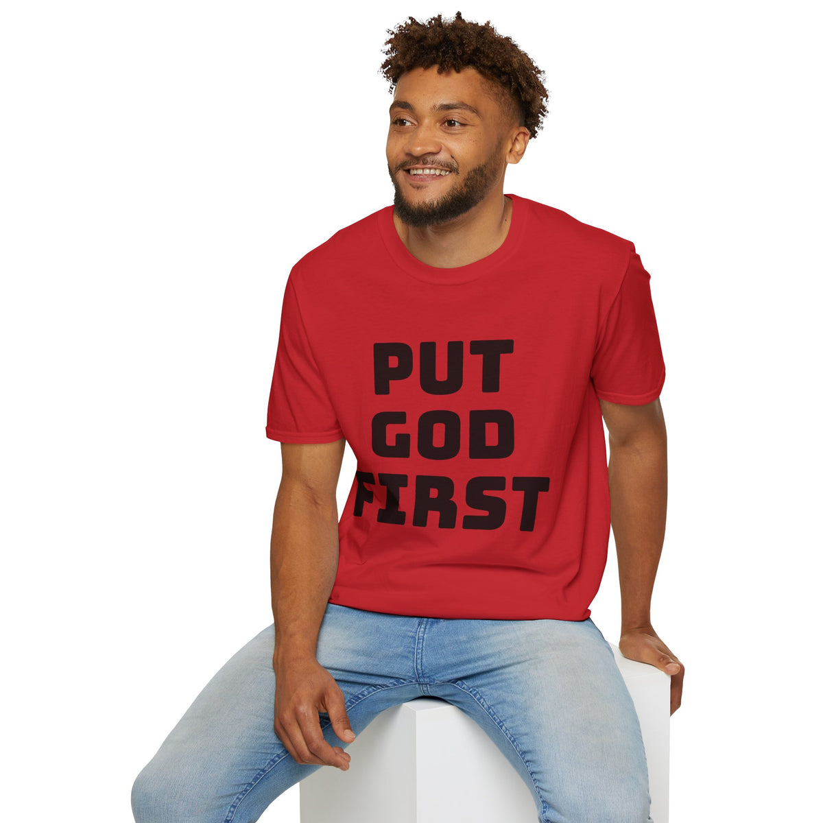 Put God First T-Shirt — Faith-Based Christian Tee (MannaJohn3:31 Back Design)