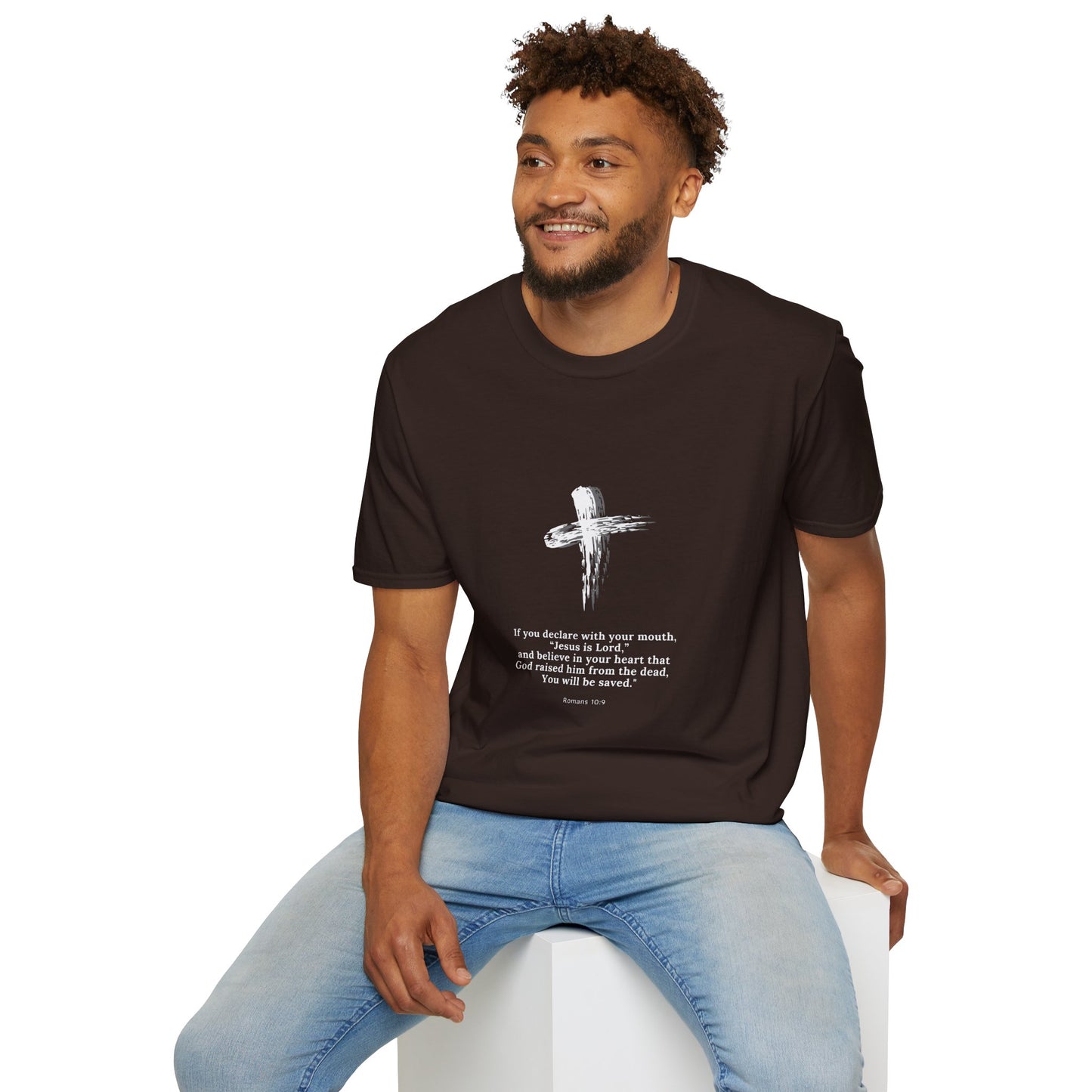 Faith-Inspired Unisex Softstyle T-Shirt - Romans 10:9 Graphic Tee