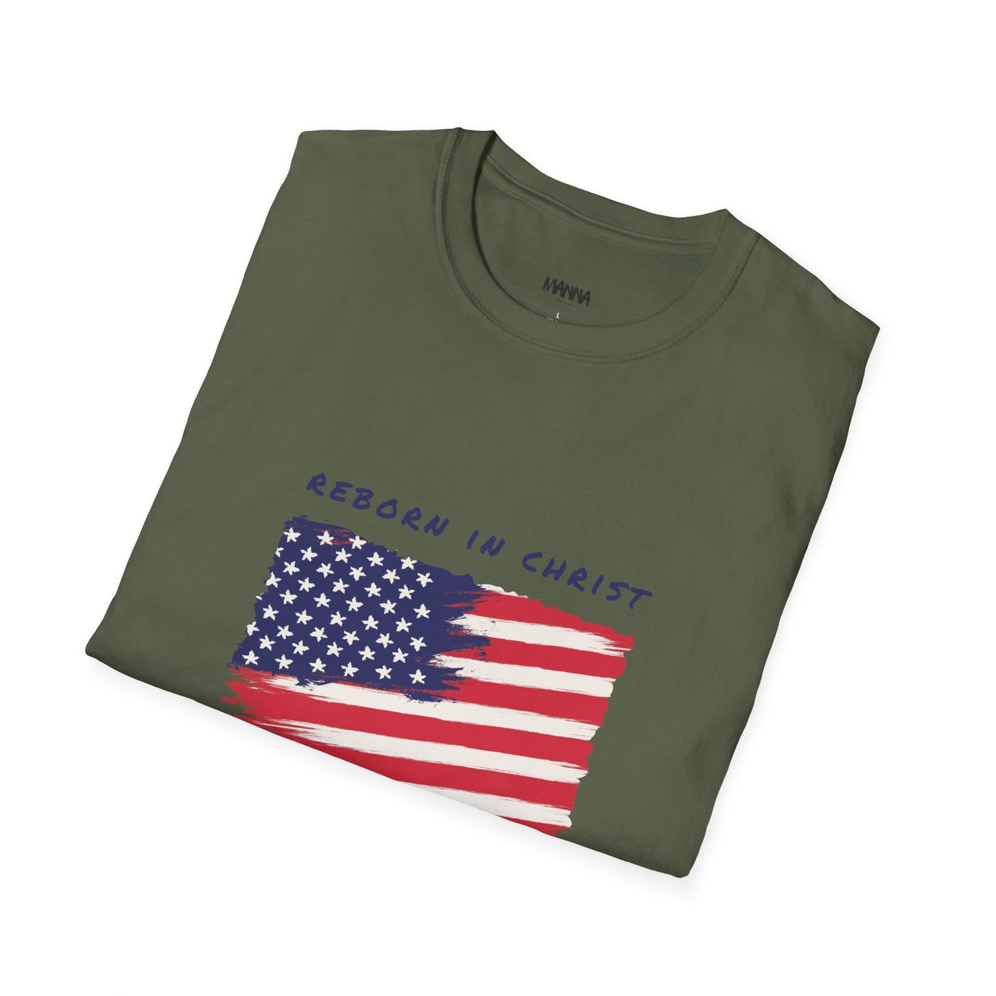 Unisex Softstyle T-Shirt - 'Reborn in Christ USA' Patriotic Graphic Tee