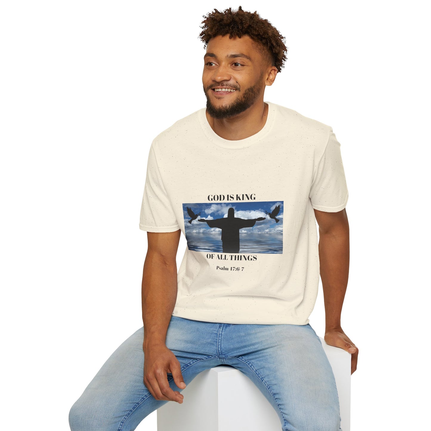 God Is King Unisex Softstyle T-Shirt | Psalm 147:5 | Faith-Inspired Apparel