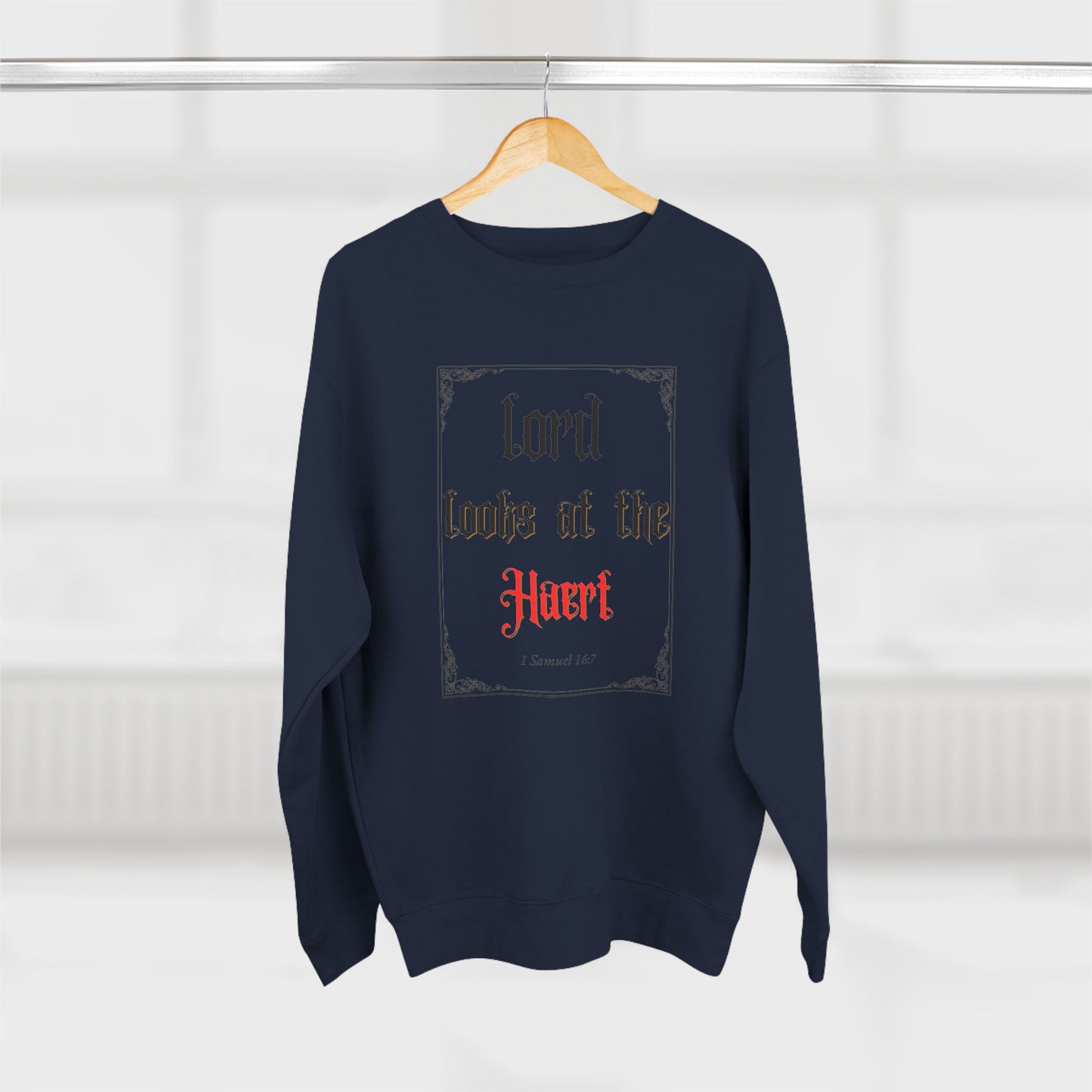 Faith-Inspired Unisex Crewneck Sweatshirt – 'Lord Looks at the Heart'