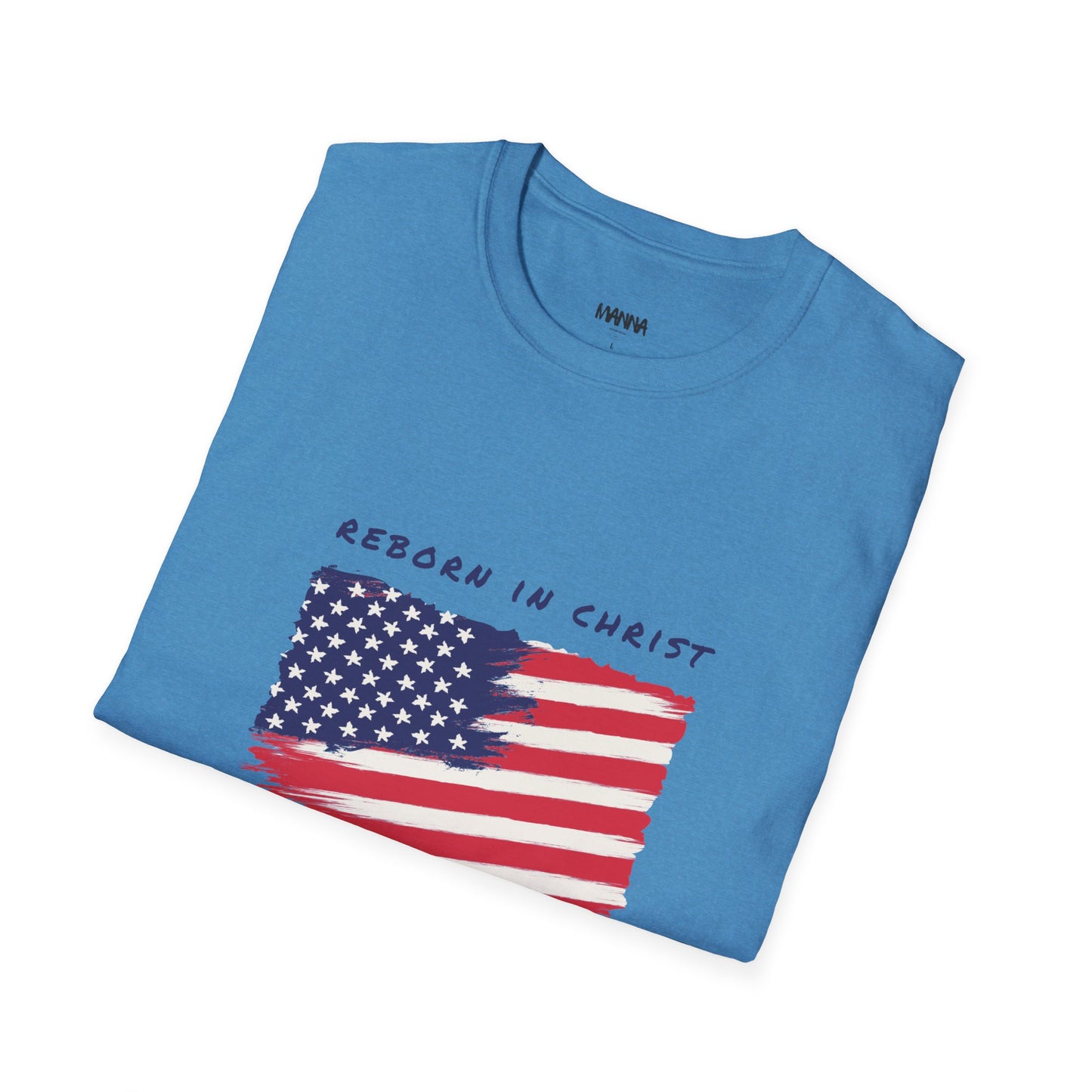 Unisex Softstyle T-Shirt - 'Reborn in Christ USA' Patriotic Graphic Tee