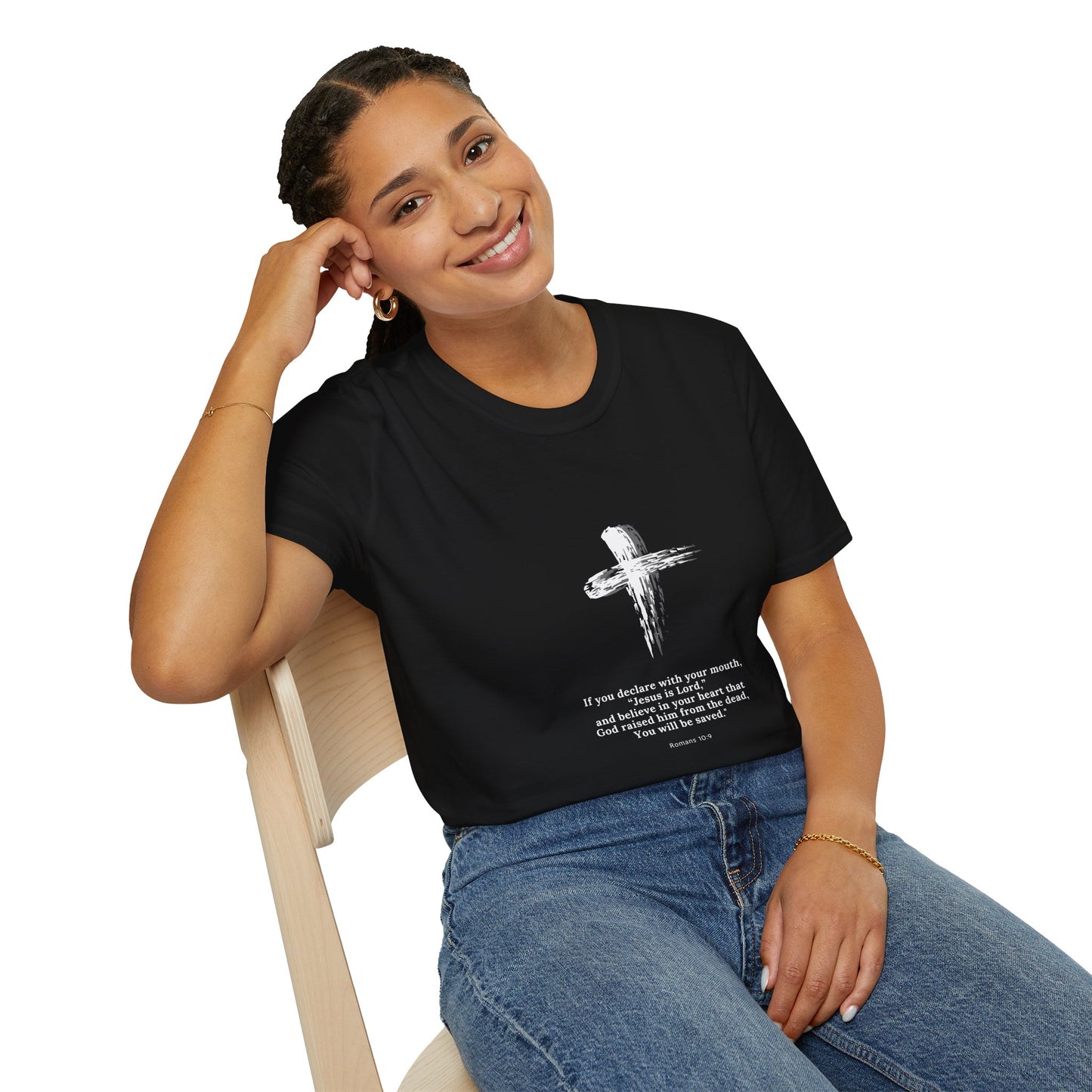 Faith-Inspired Unisex Softstyle T-Shirt - Romans 10:9 Graphic Tee