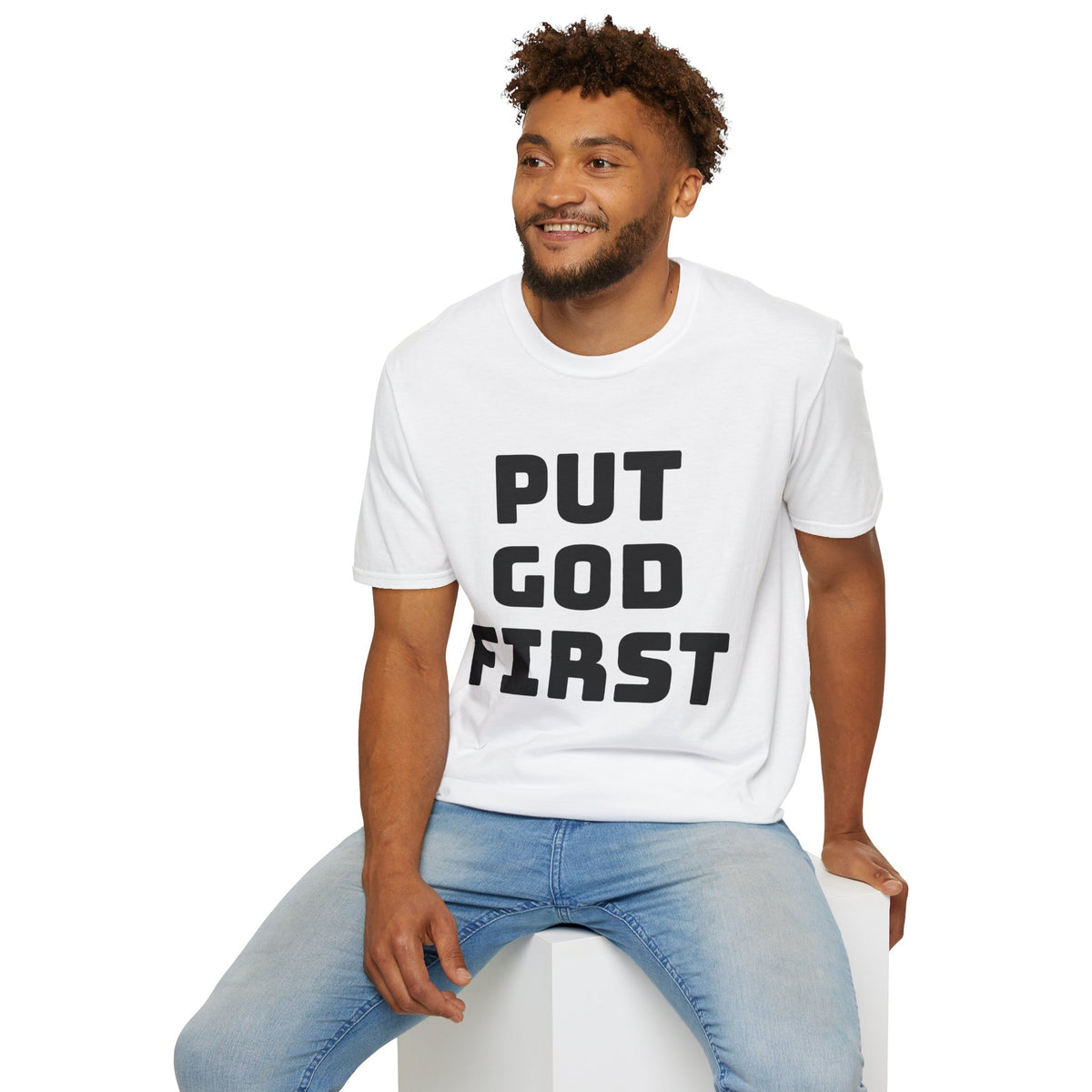 Put God First T-Shirt — Faith-Based Christian Tee (MannaJohn3:31 Back Design)