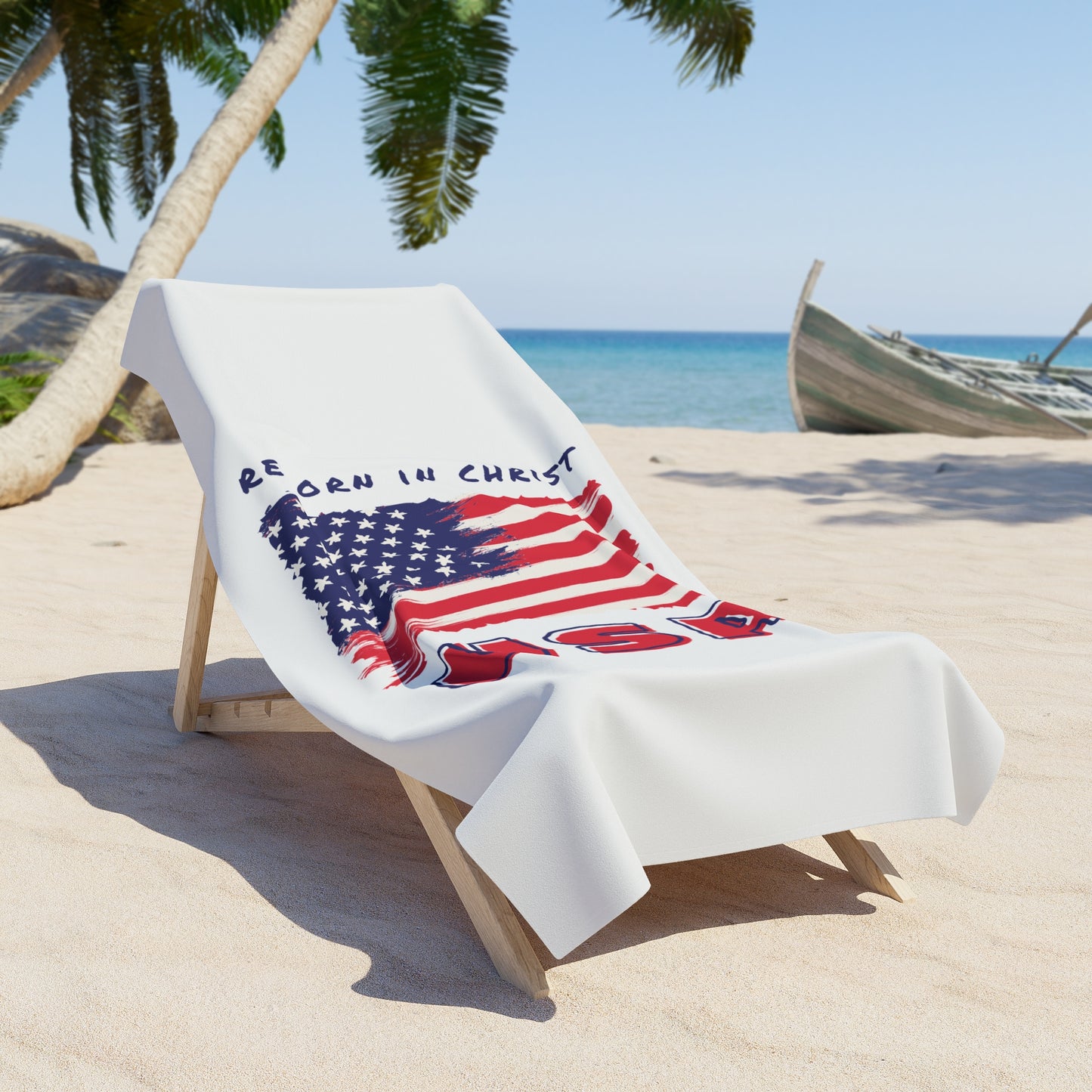 USA Reborn in Christ Beach Towel - Patriotic Beach Accessories for Summer